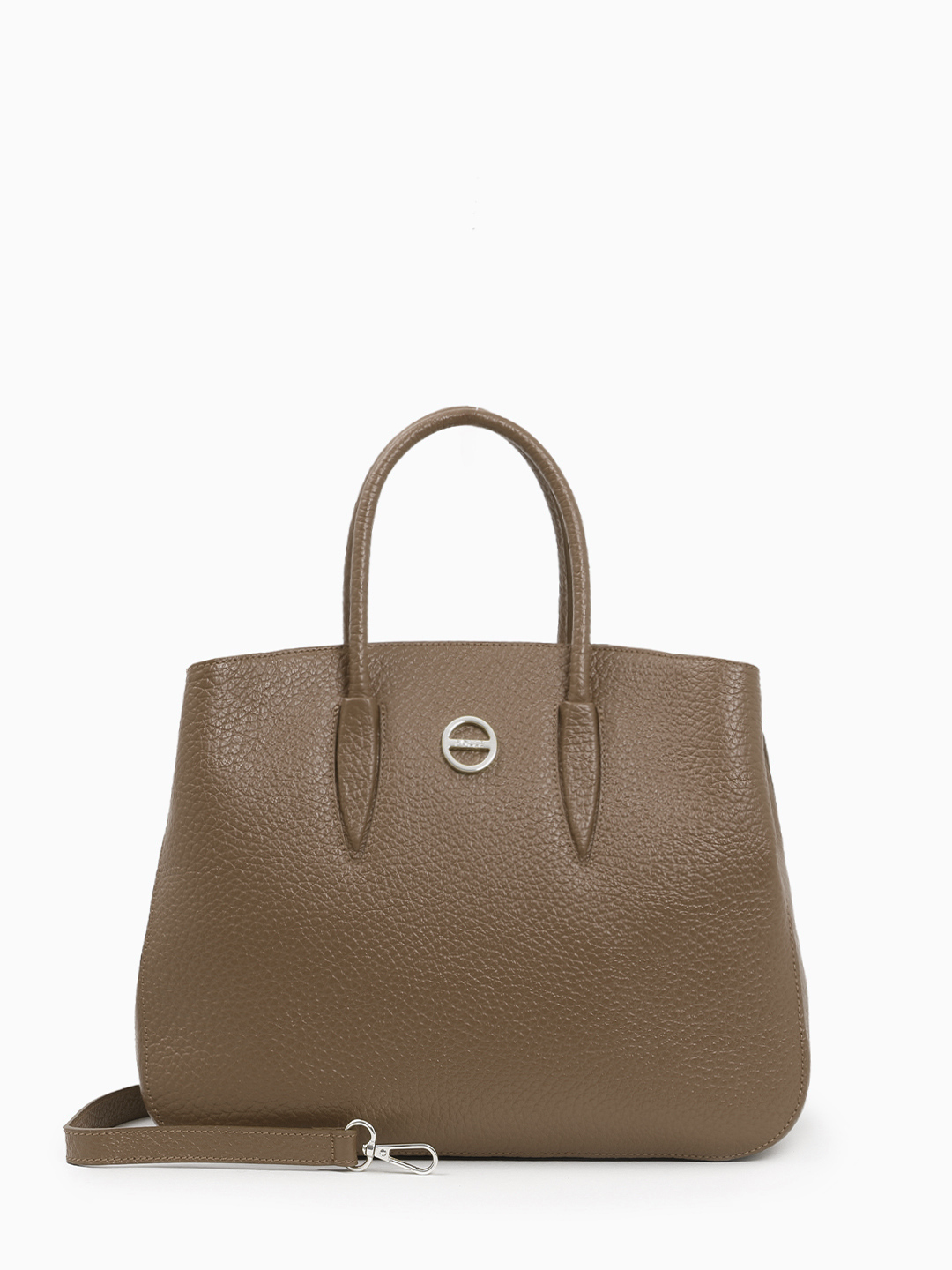 Сумка-тоут с круглой фурнитурой с именной гравировкой FOLLE в оттенке talpa