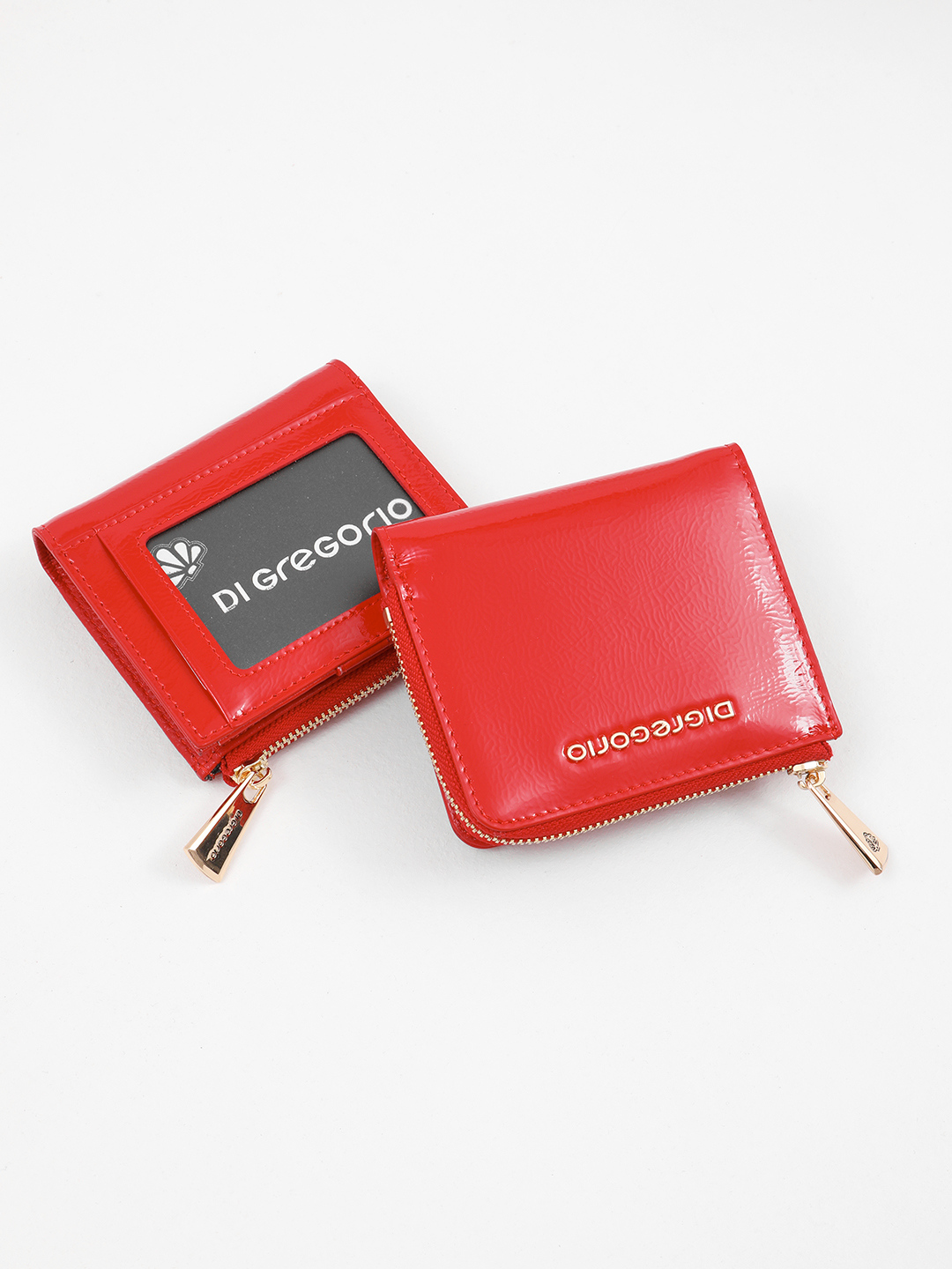 Небольшой кошелёк с металлическим логотипом Di Gregorio в красном цвете