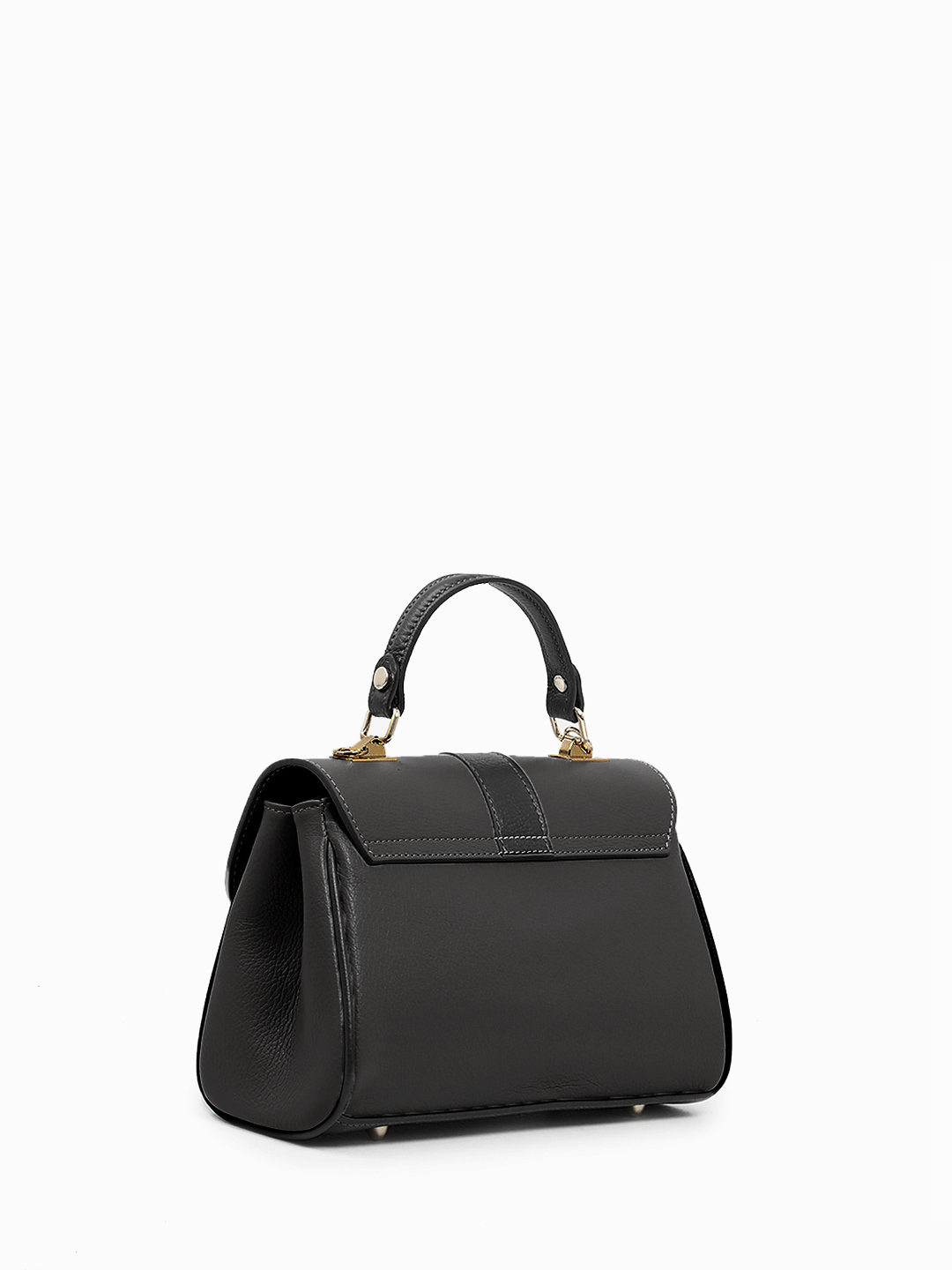 Сумка-сэтчел с металлическими буквами Di Gregorio в чёрном цвете