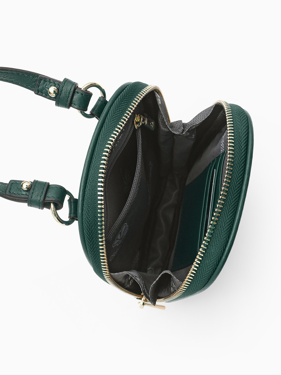 Сумка-кошелёк на шею / через плечо с именной гравировкой Di Gregorio из натуральной кожи изумрудного цвета