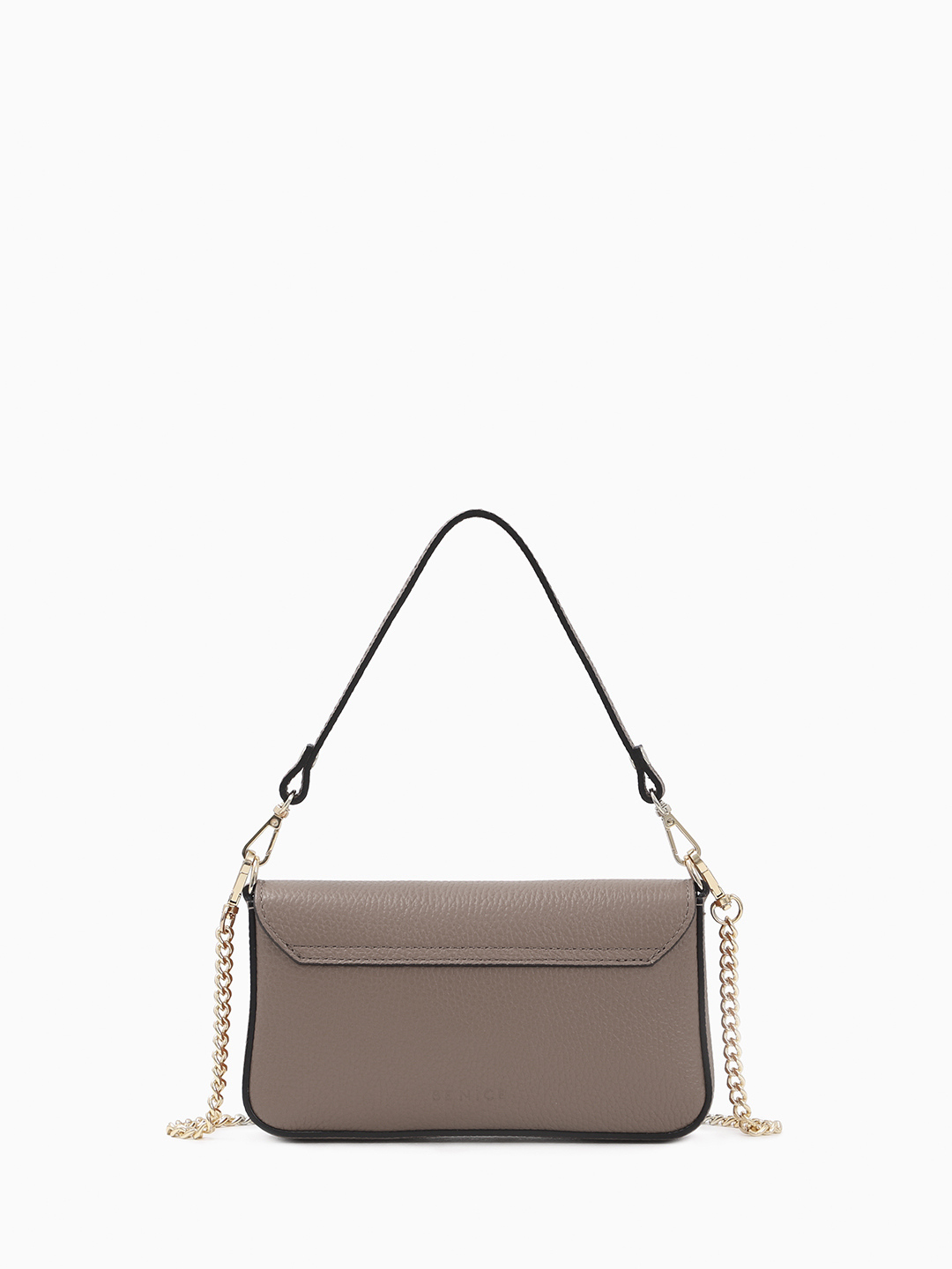 Клатч из натуральной кожи цвета тауп с золотистой фурнитурой от BE NICE