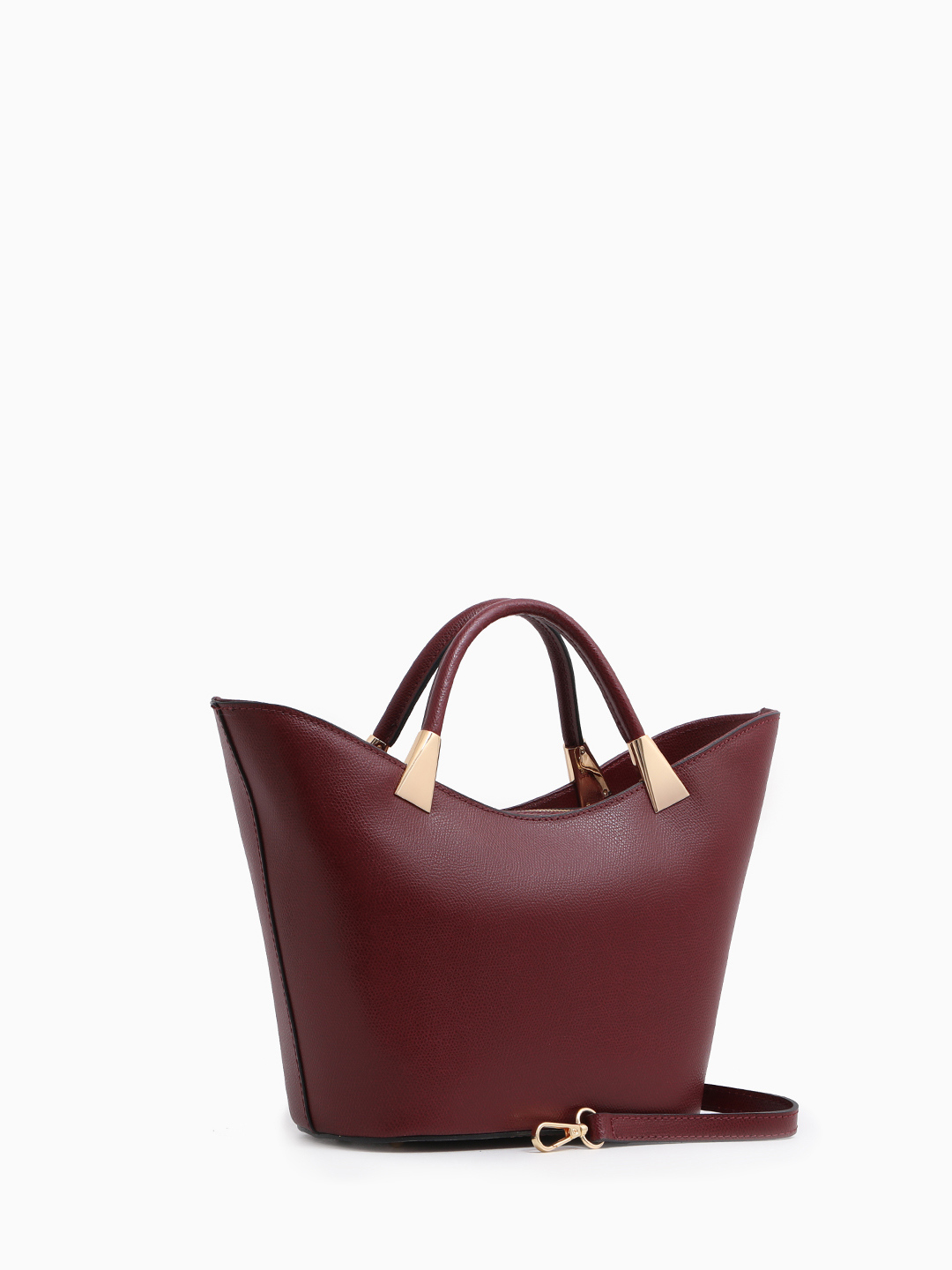 Сумка-лодочка из натуральной кожи бордового цвета с круглой фурнитурой BE NICE