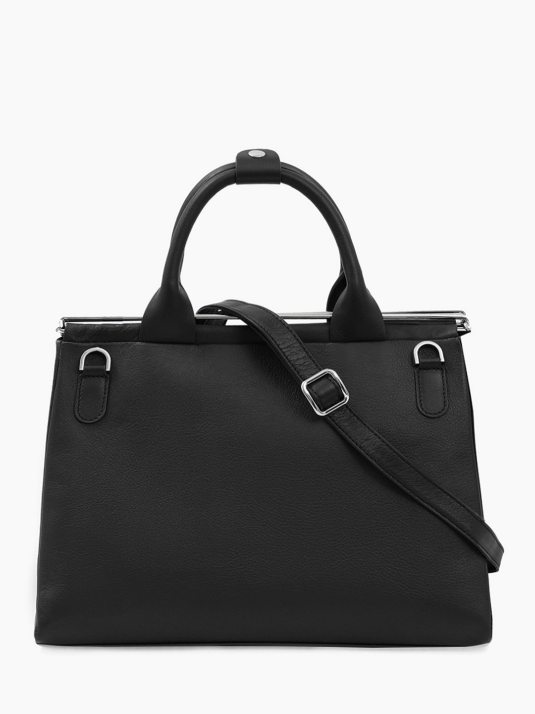 Чёрная сумка с серебристой металлической фурнитурой от Renato Angi