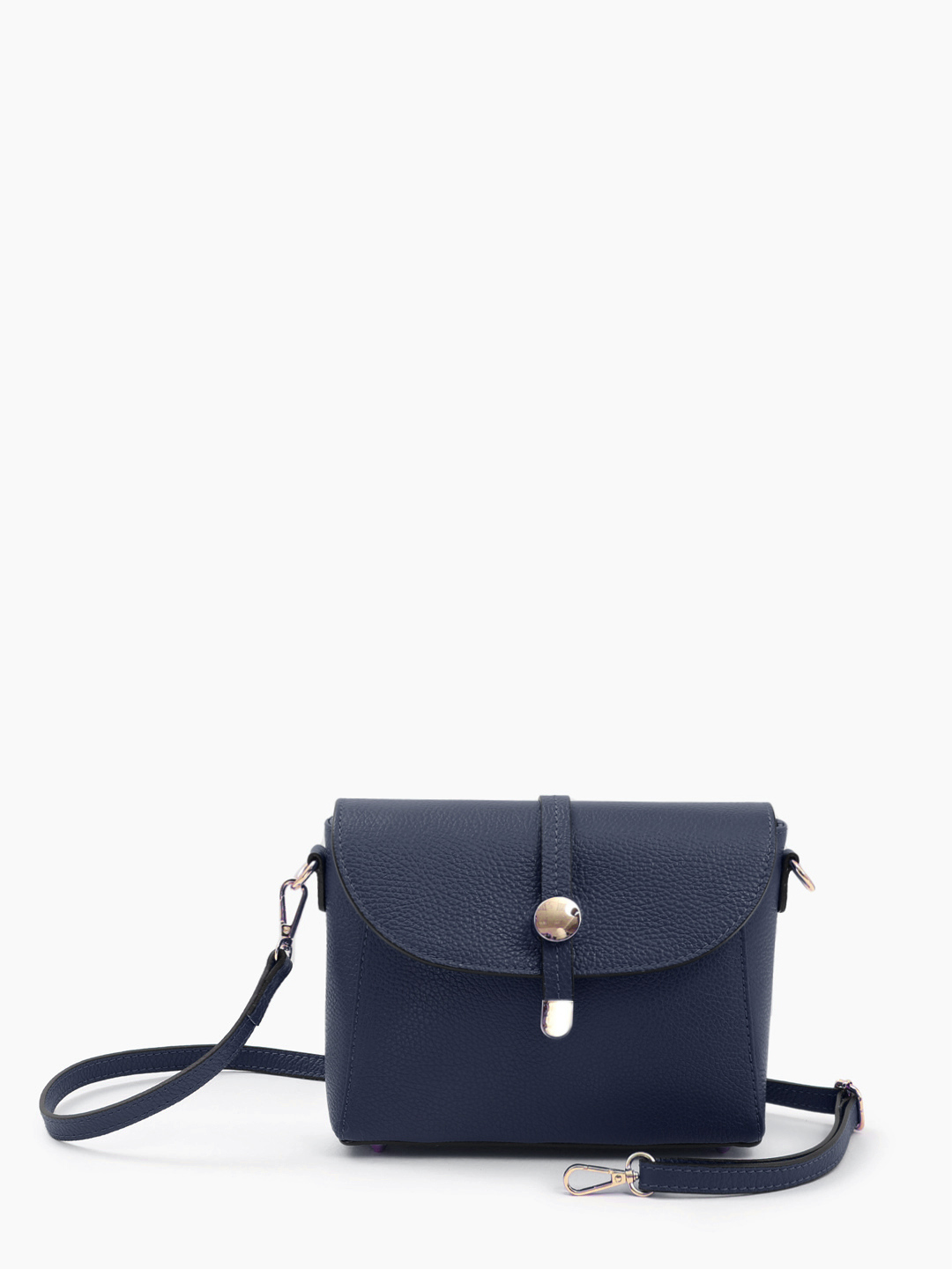 Кросс-боди на плечо с полукруглым клапаном и золотистой фурнитурой от FOLLE в тёмно-синем оттенке
