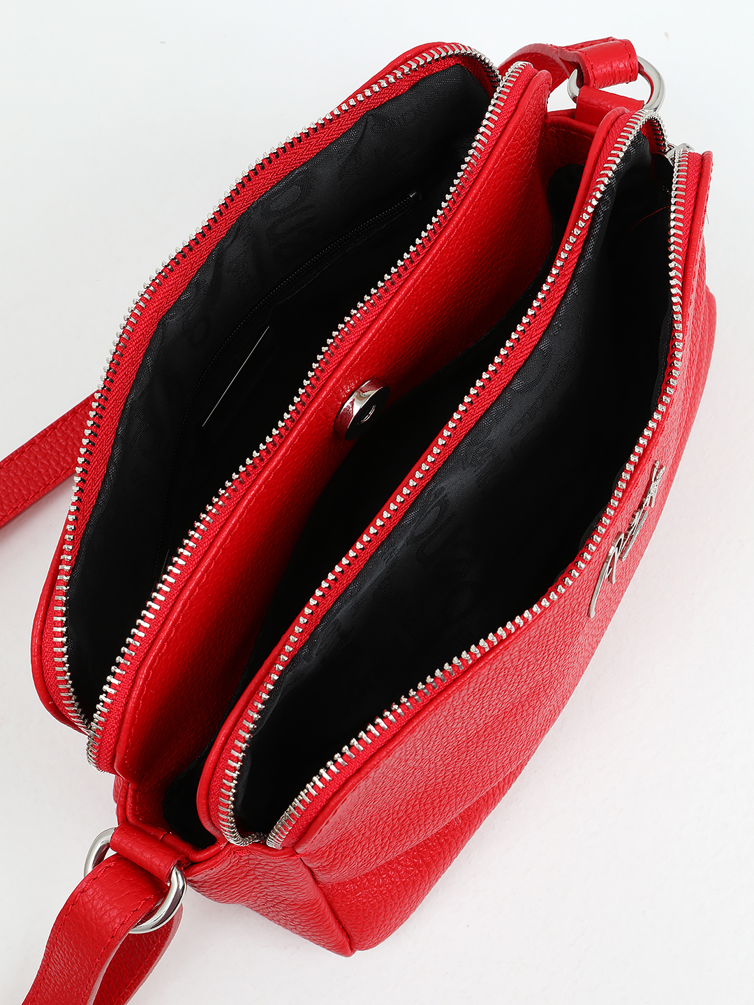 Красная кросс-боди с двумя отделениями и логотипом Renato Angi