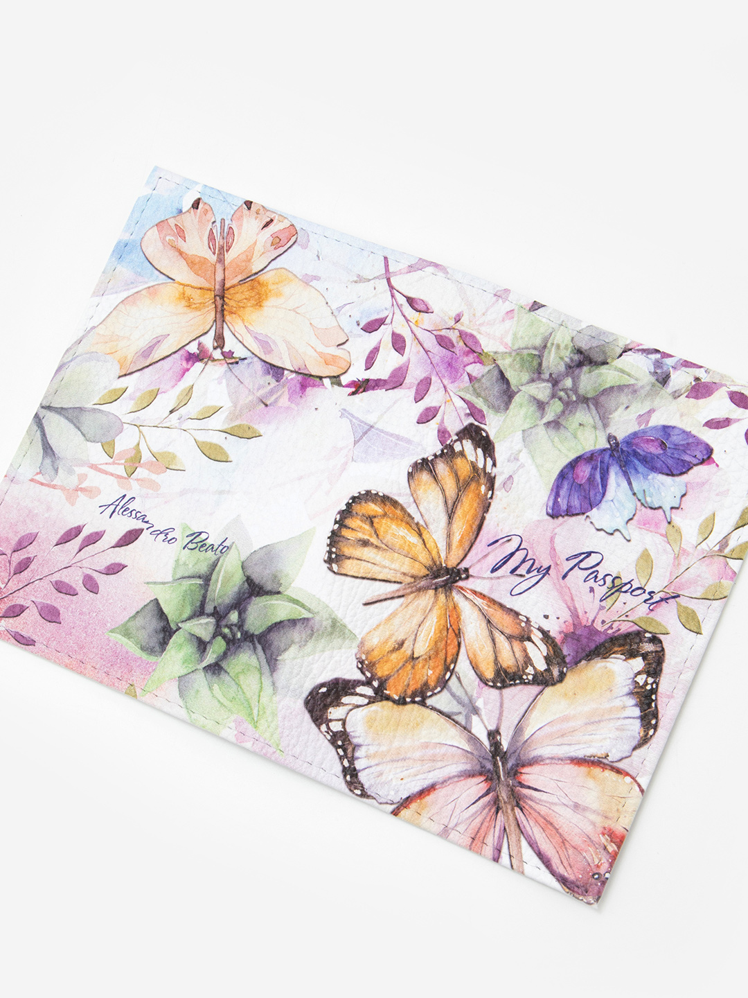 Обложка для паспорта от Alessandro Beato из натуральной кожи с принтом бабочек