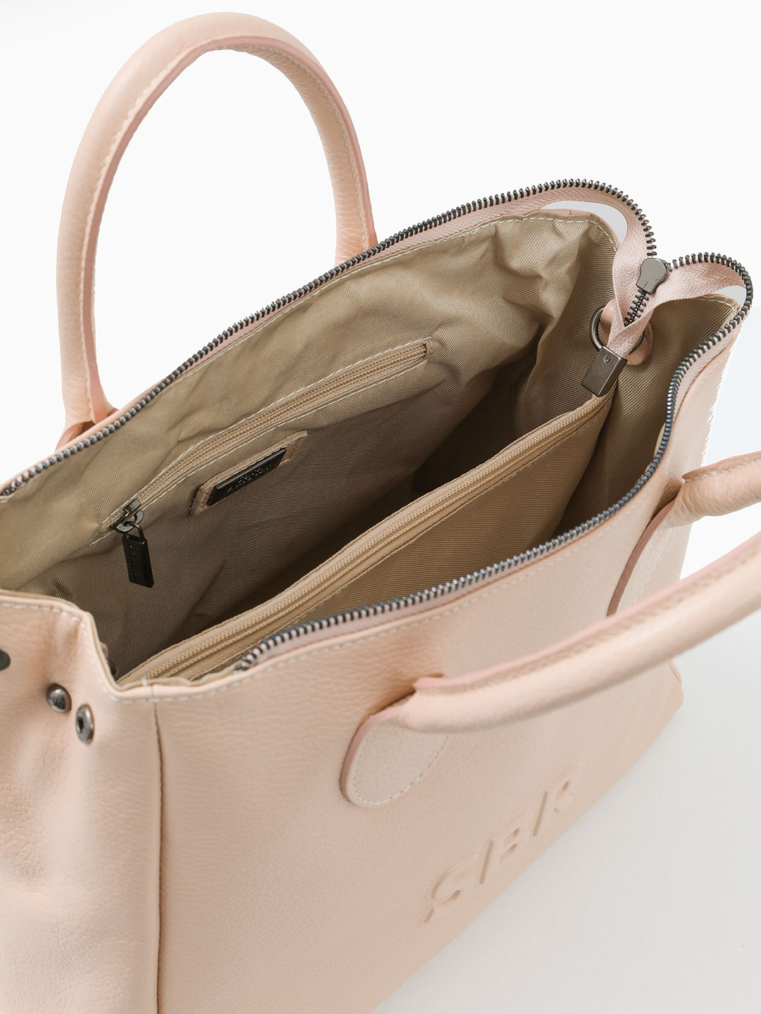 Сумка-тоут с текстильным именным ремнём от Sara Burglar оттенка nude