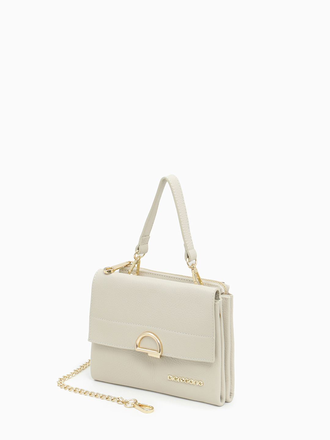 Сэтчел с декоративной пряжкой от Di Gregorio в бежевом оттенке