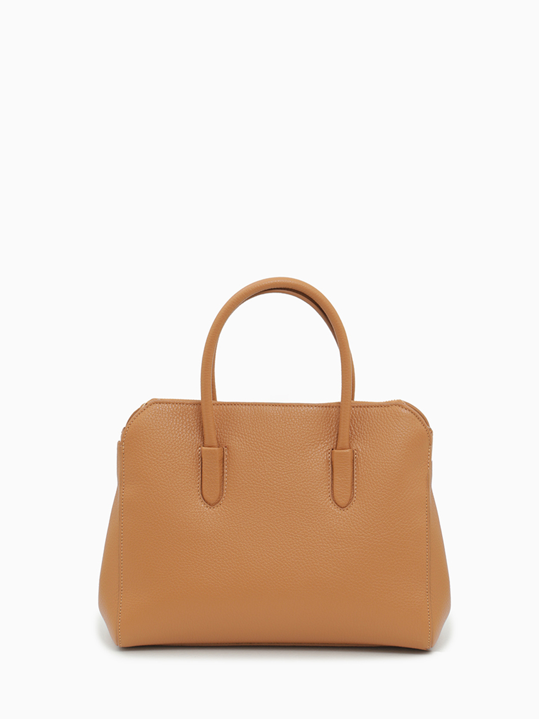 Сумка-тоут в размере М с круглой брендированной фурнитурой от FOLLE рыжего оттенка