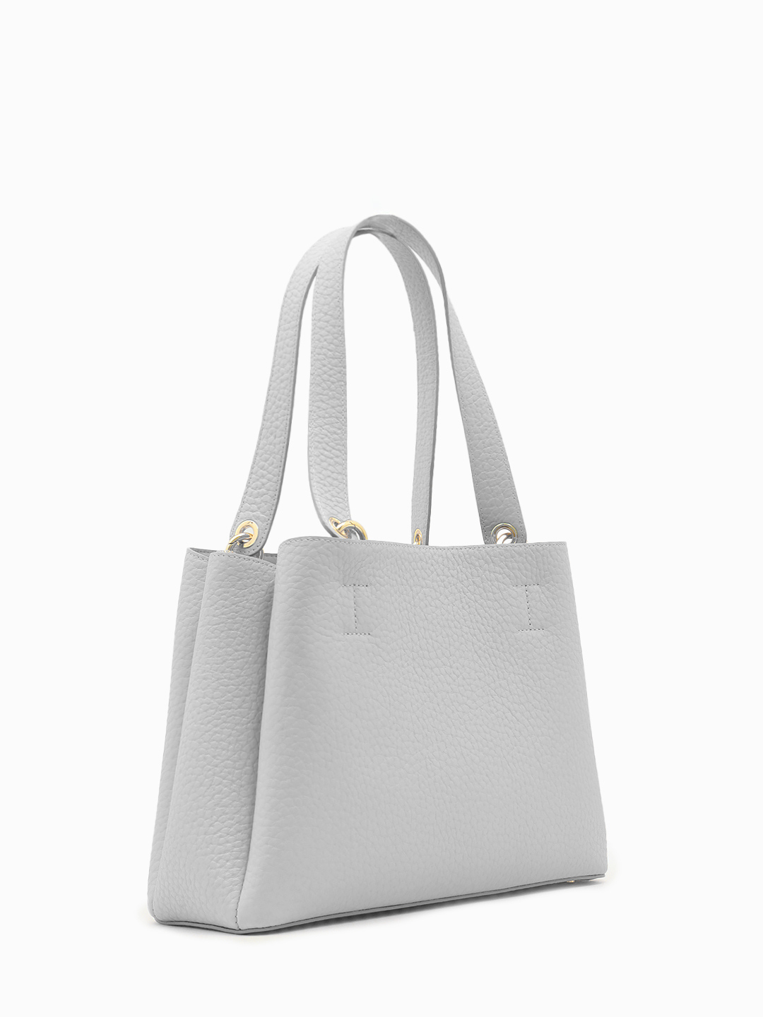 Сумка-тоут с металлическими буквами KELLEN из крупнозернистой кожи светло-серого оттенка