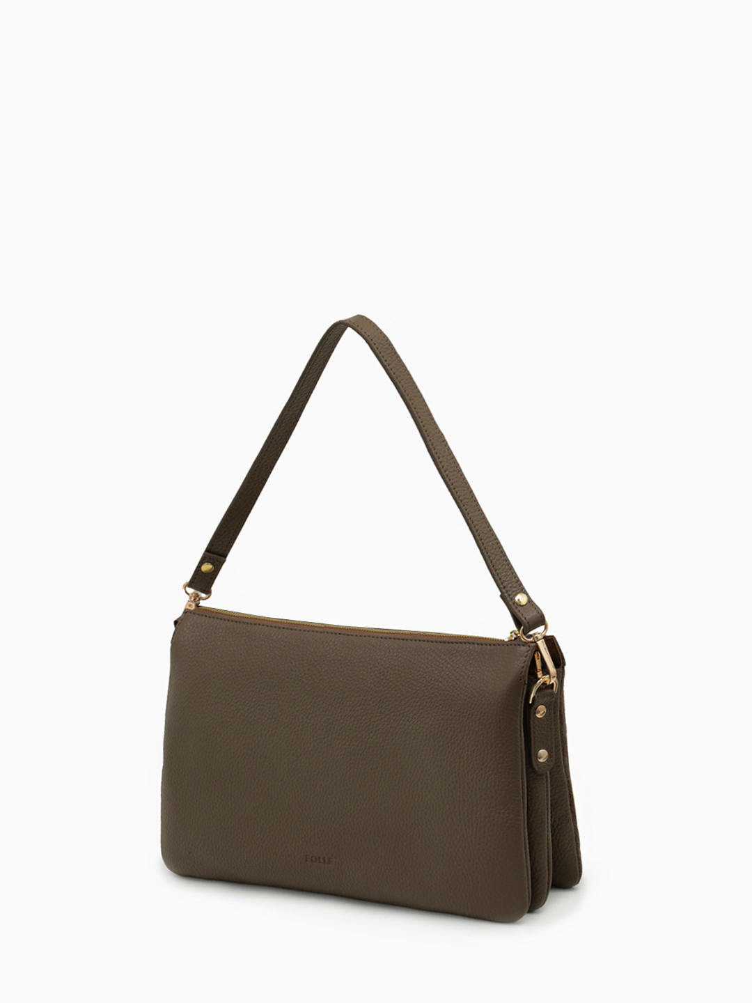 Сумка клатч прямоугольной формы из натуральной замши и кожи шоколадного оттенка от FOLLE