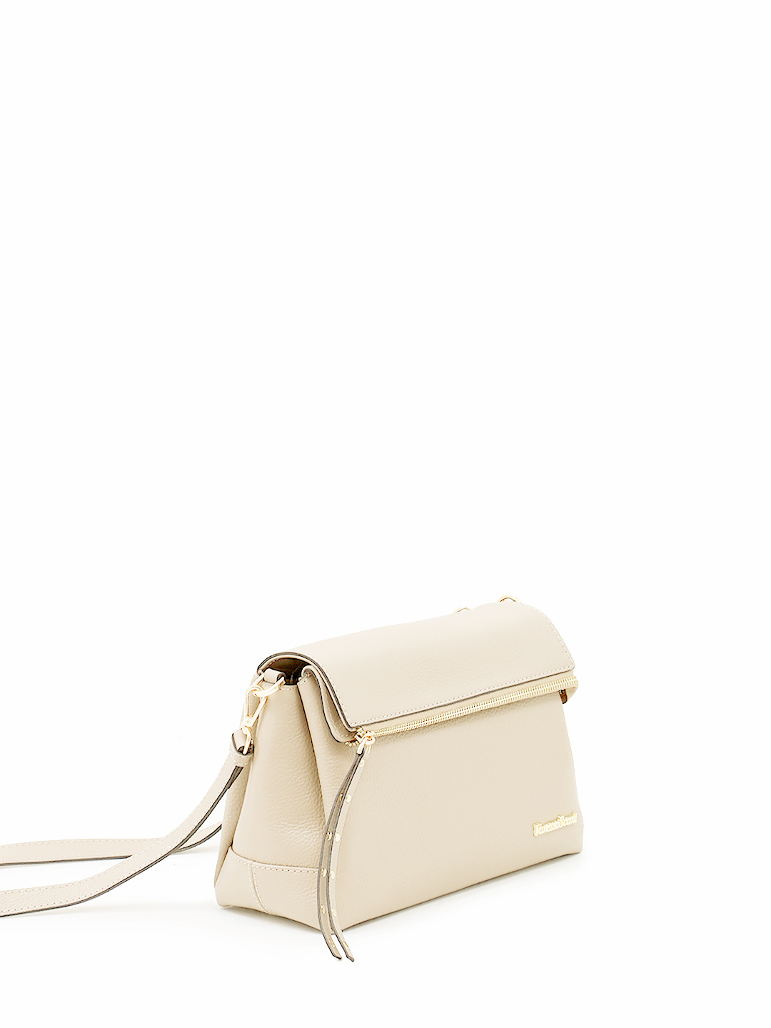 Бежевая кросс-боди на плечо с металлическими буквами Vanessa Scani