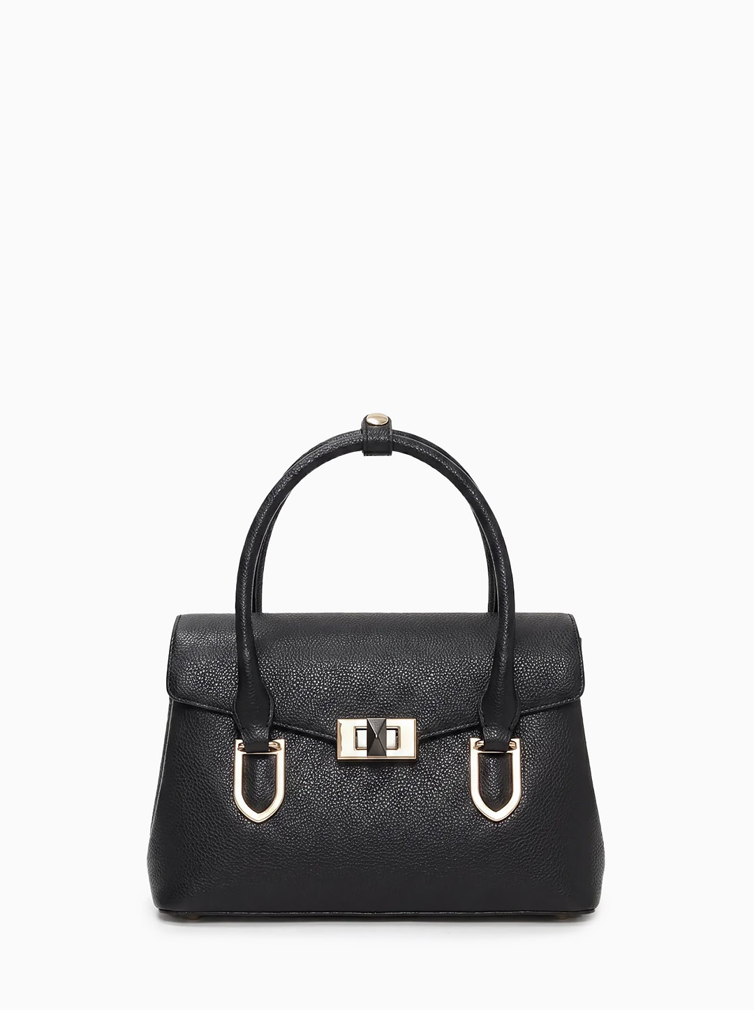 Небольшая сумка с клапаном и поворотным замком от Cromia из натуральной черной кожи