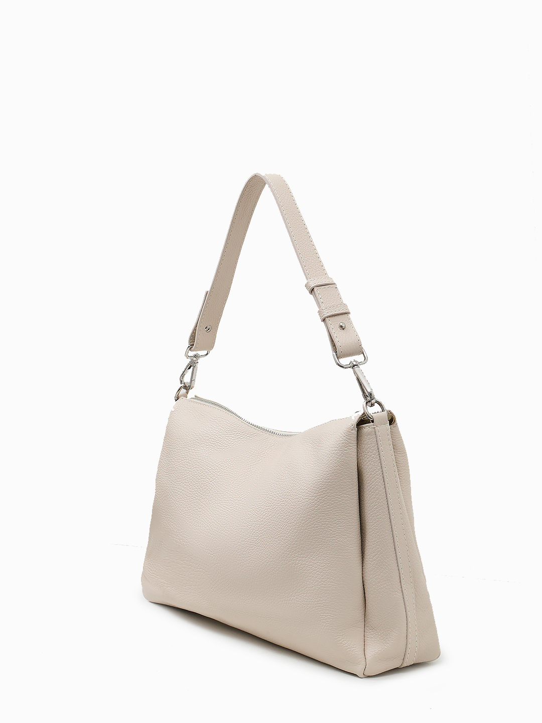 Бежевая сумка-хобо на плечо с фурнитурой серебристого оттенка от FOLLE