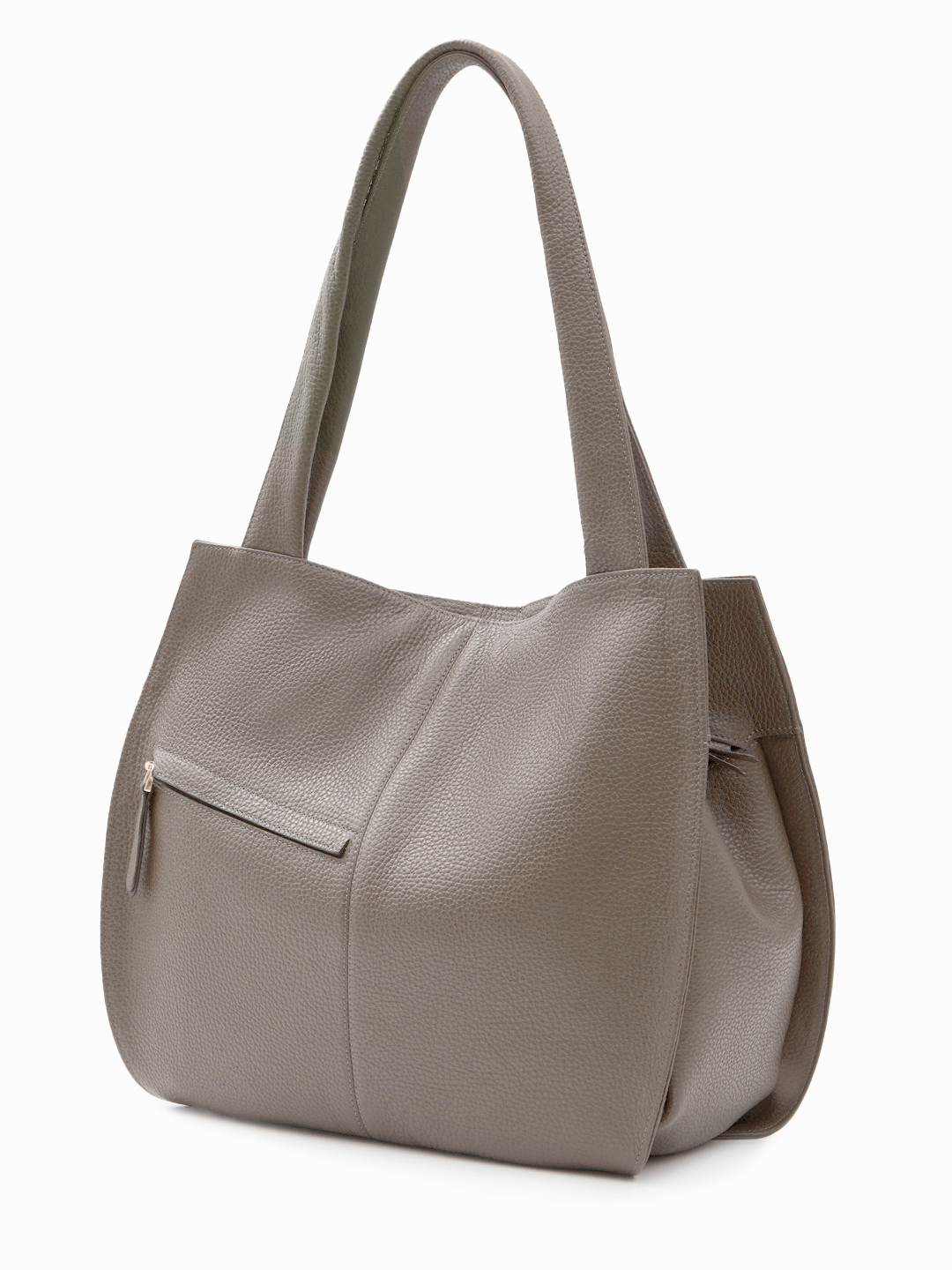 Мягкий мешок с поворотной золотистой фурнитурой от KELLEN в цвете тауп