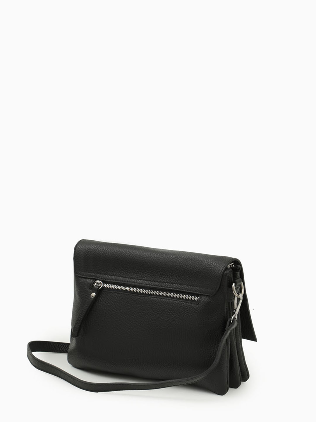 Кросс-боди от Folle прямоугольной формы с клапаном из натуральной кожи черного цвета