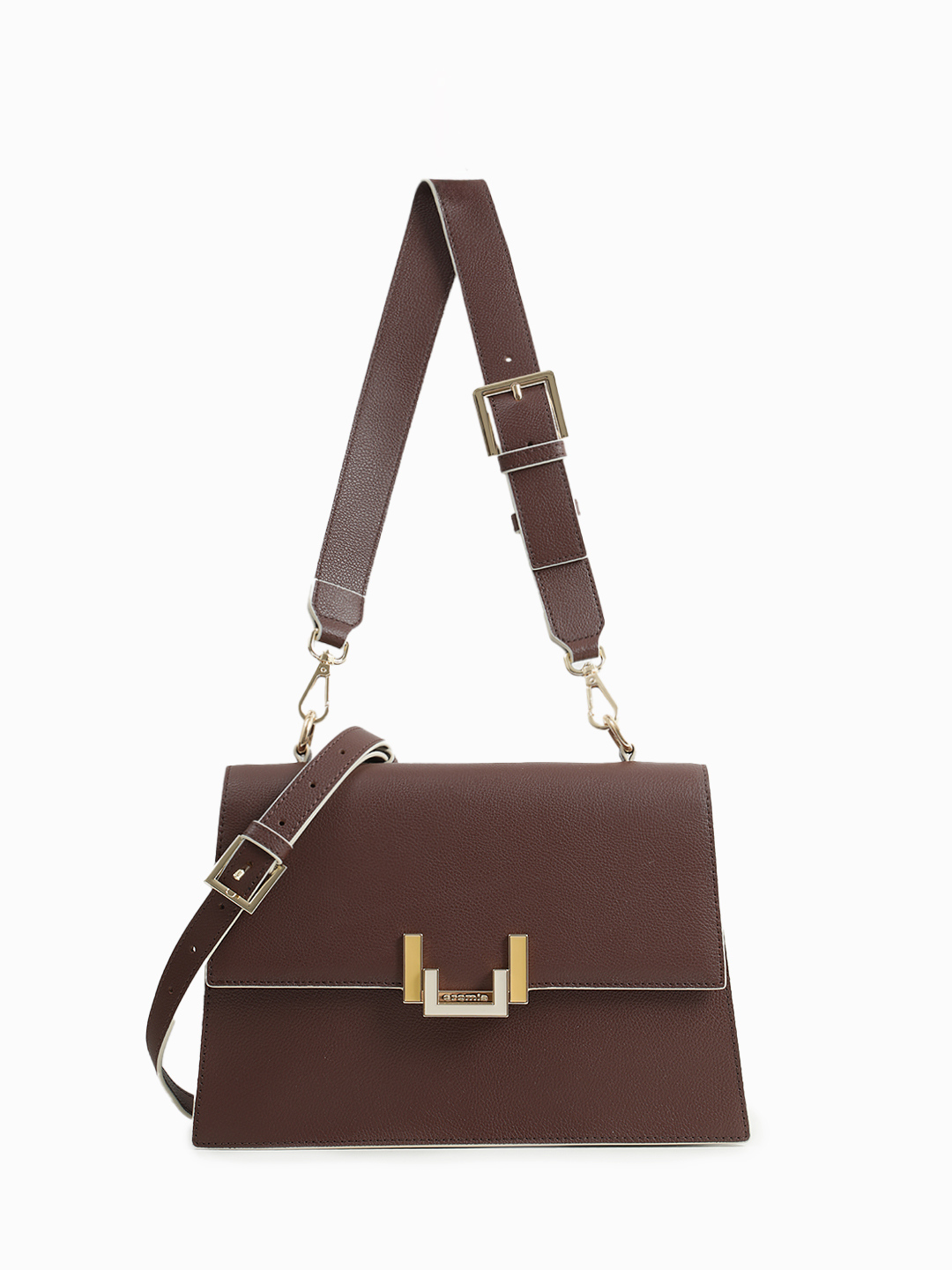 Классическая сумка с клапаном из натуральной кожи в бордово-коричневом цвете от CROMIA
