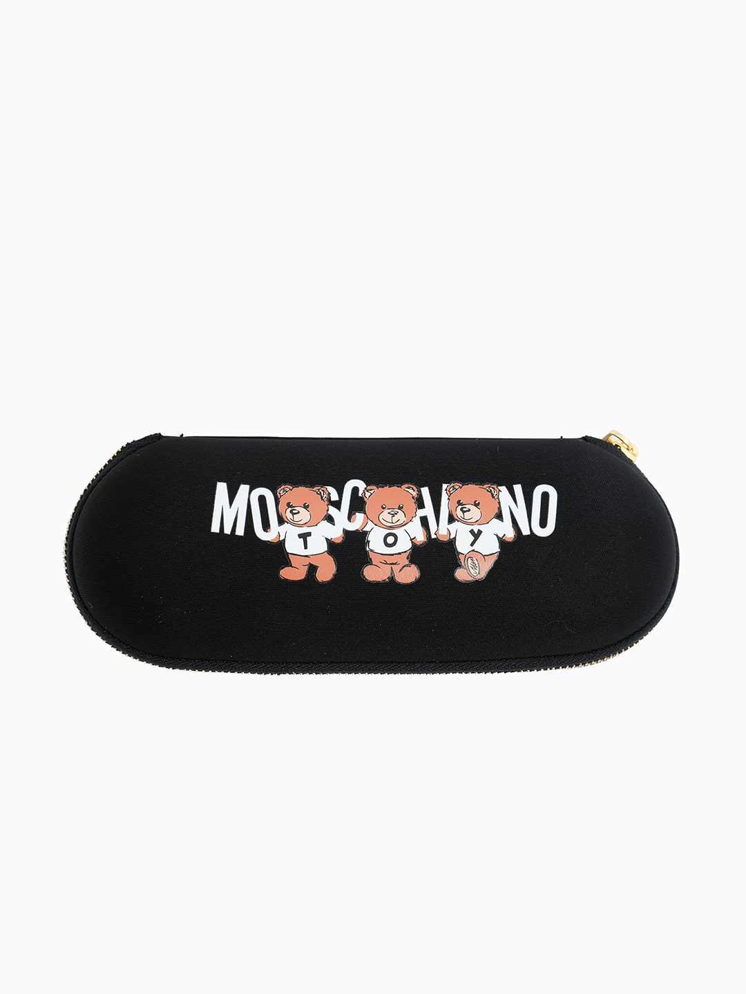 Зонт супермини от Moschino с тремя медведями в чехле в чёрном цвете