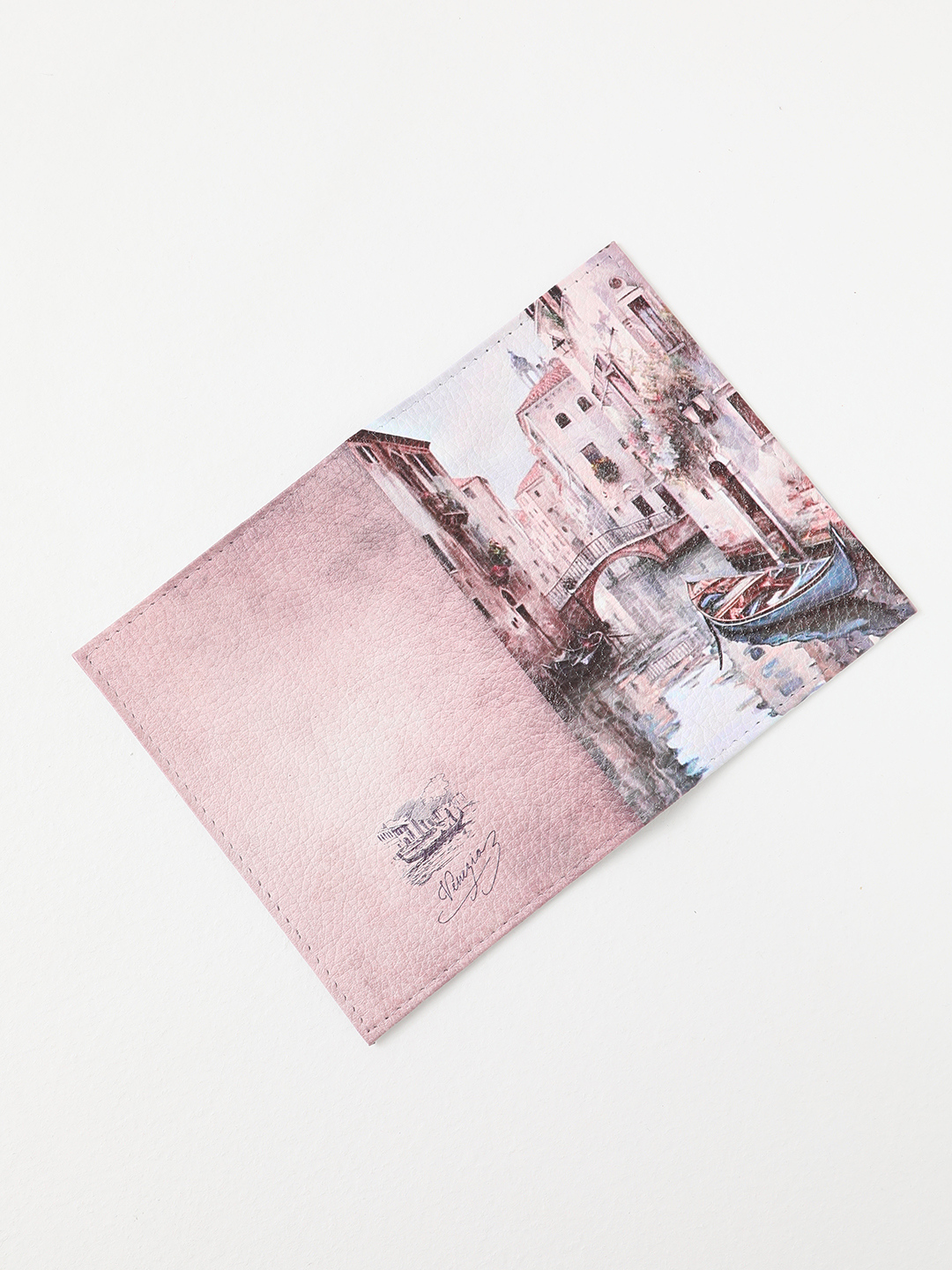 Обложка для паспорта от Alessandro Beato из натуральной кожи с принтом "Венецианский канал"
