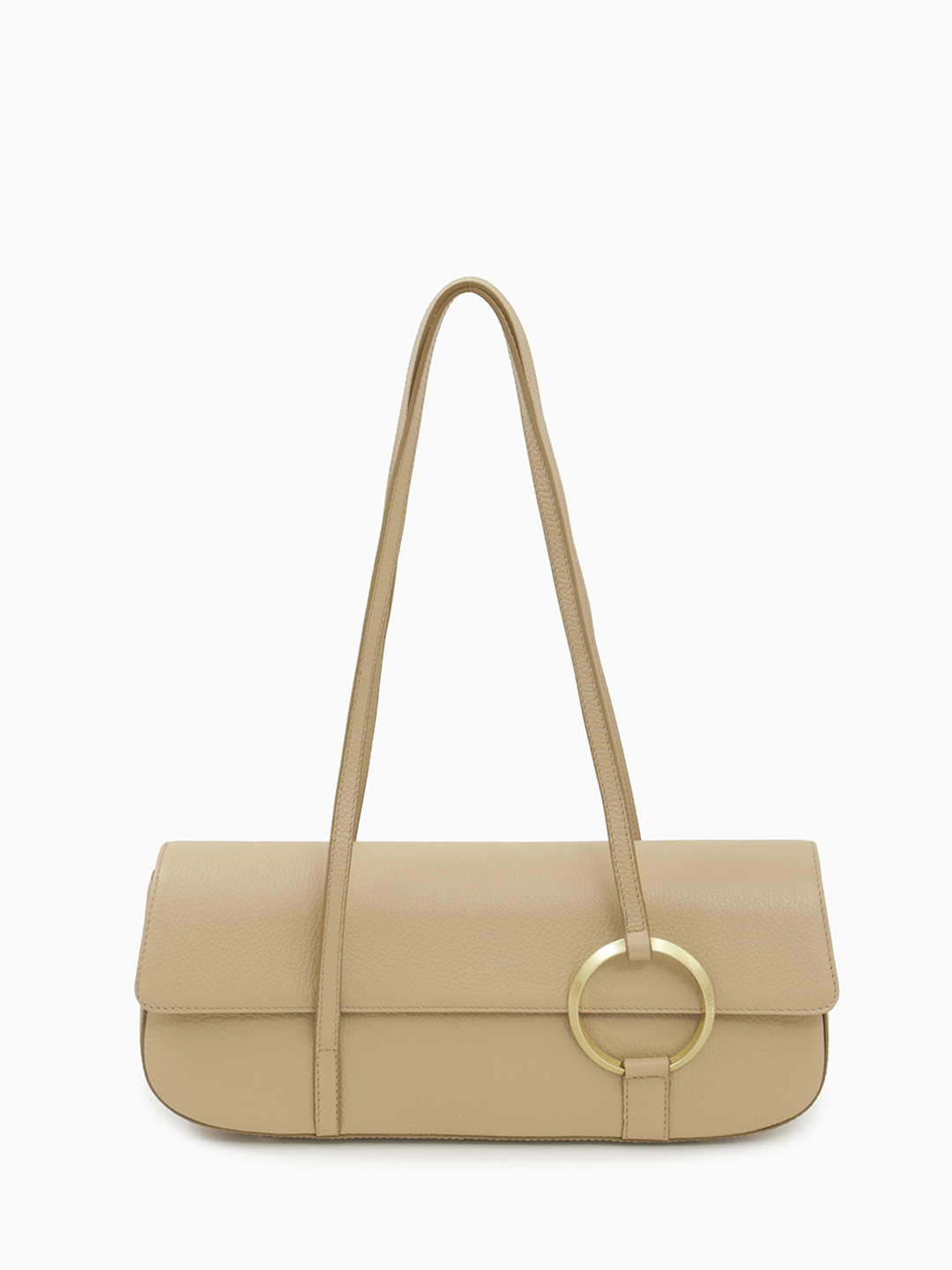 Багет из натуральной кожи в песочном цвете с лимитированной фурнитурой ARCADIA