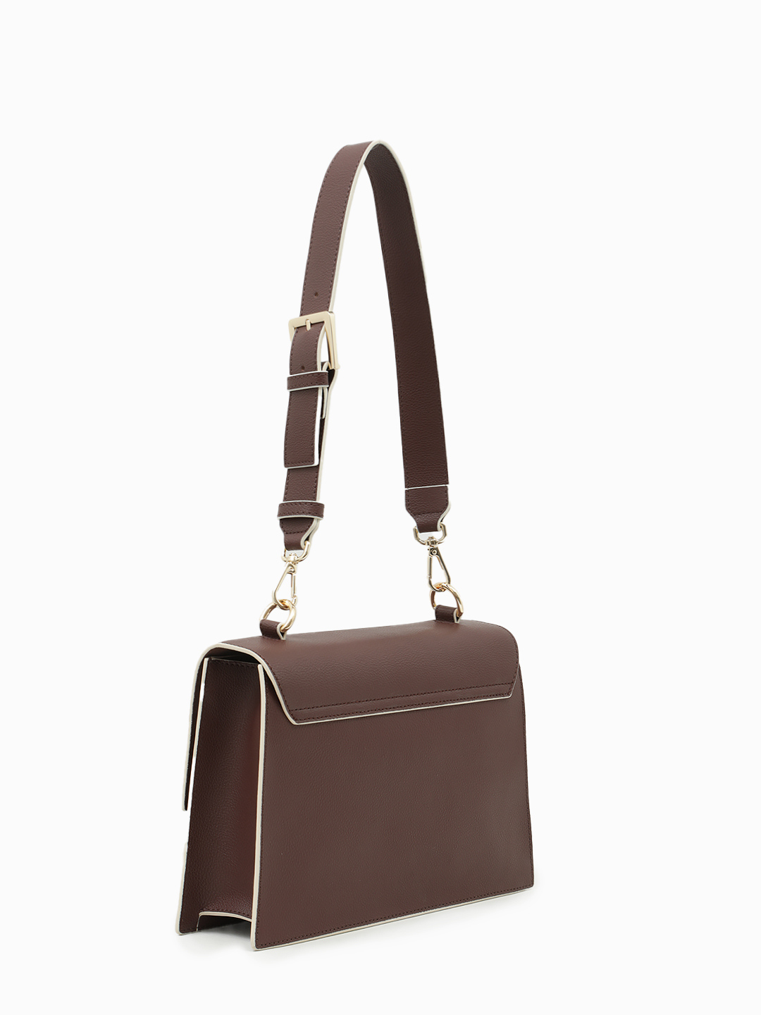 Классическая сумка с клапаном из натуральной кожи в бордово-коричневом цвете от CROMIA