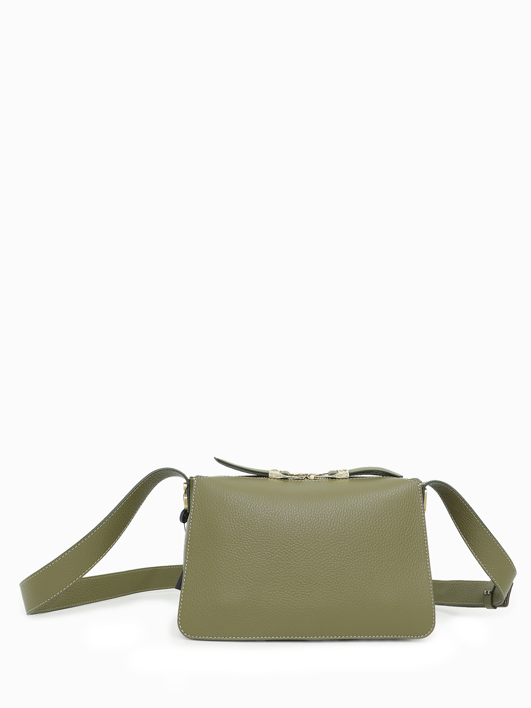 Кросс-боди с монограммой из золотистого металла от Gironacci в оливковом оттенке