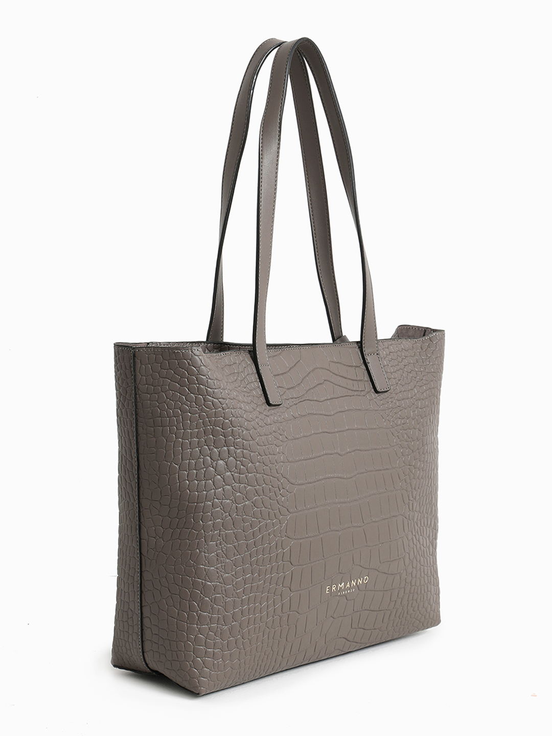 Сумка-шоппер с объёмным тиснением от ERMANNO FIRENZE в оттенке хаки