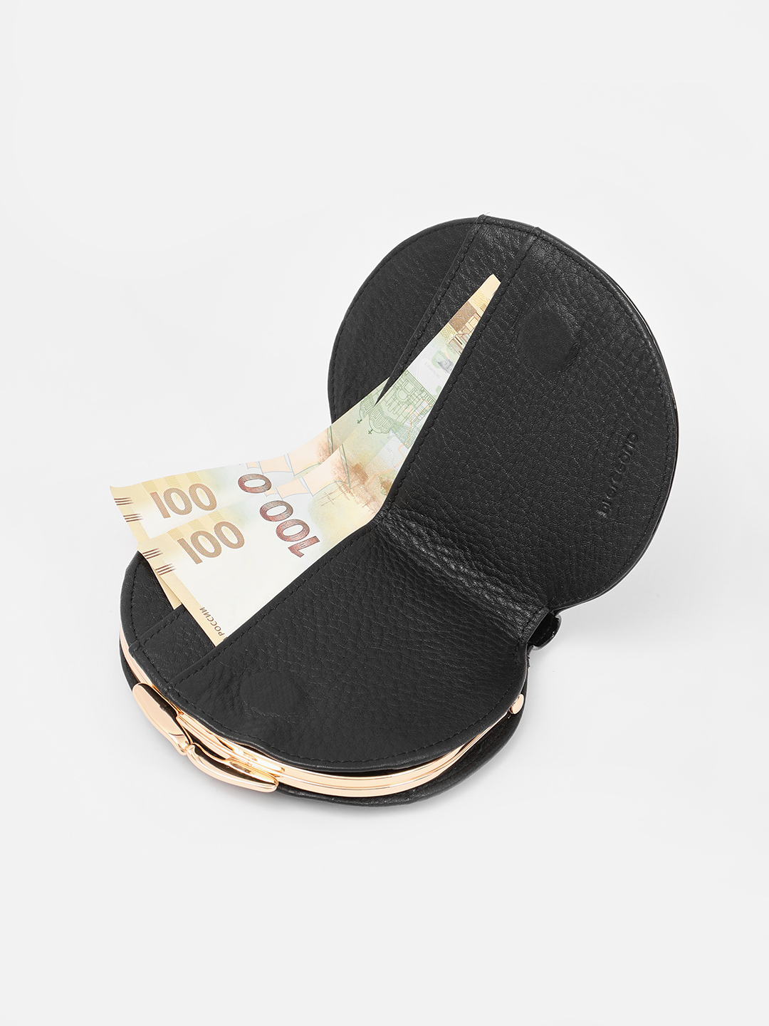 Полукруглый кошелёк с рельефным рисунком от Di Gregorio из лаковой кожи чёрного цвета