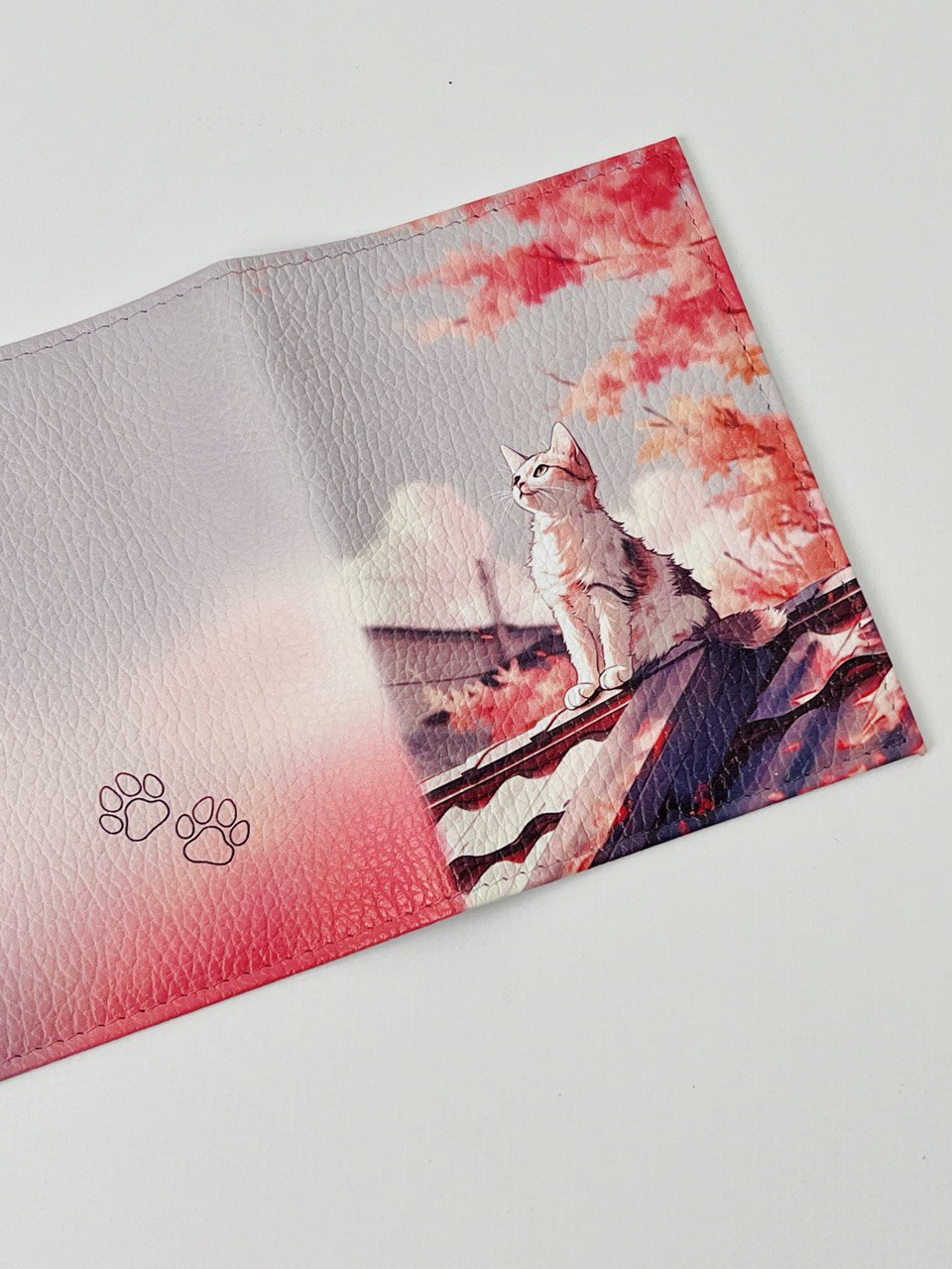 Обложка для паспорта от Alessandro Beato из натуральной кожи с принтом кошки на крыше