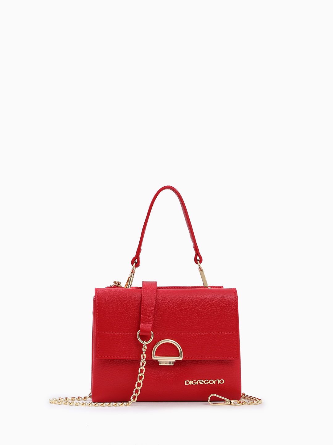  Сэтчел с декоративной пряжкой от Di Gregorio красного цвета