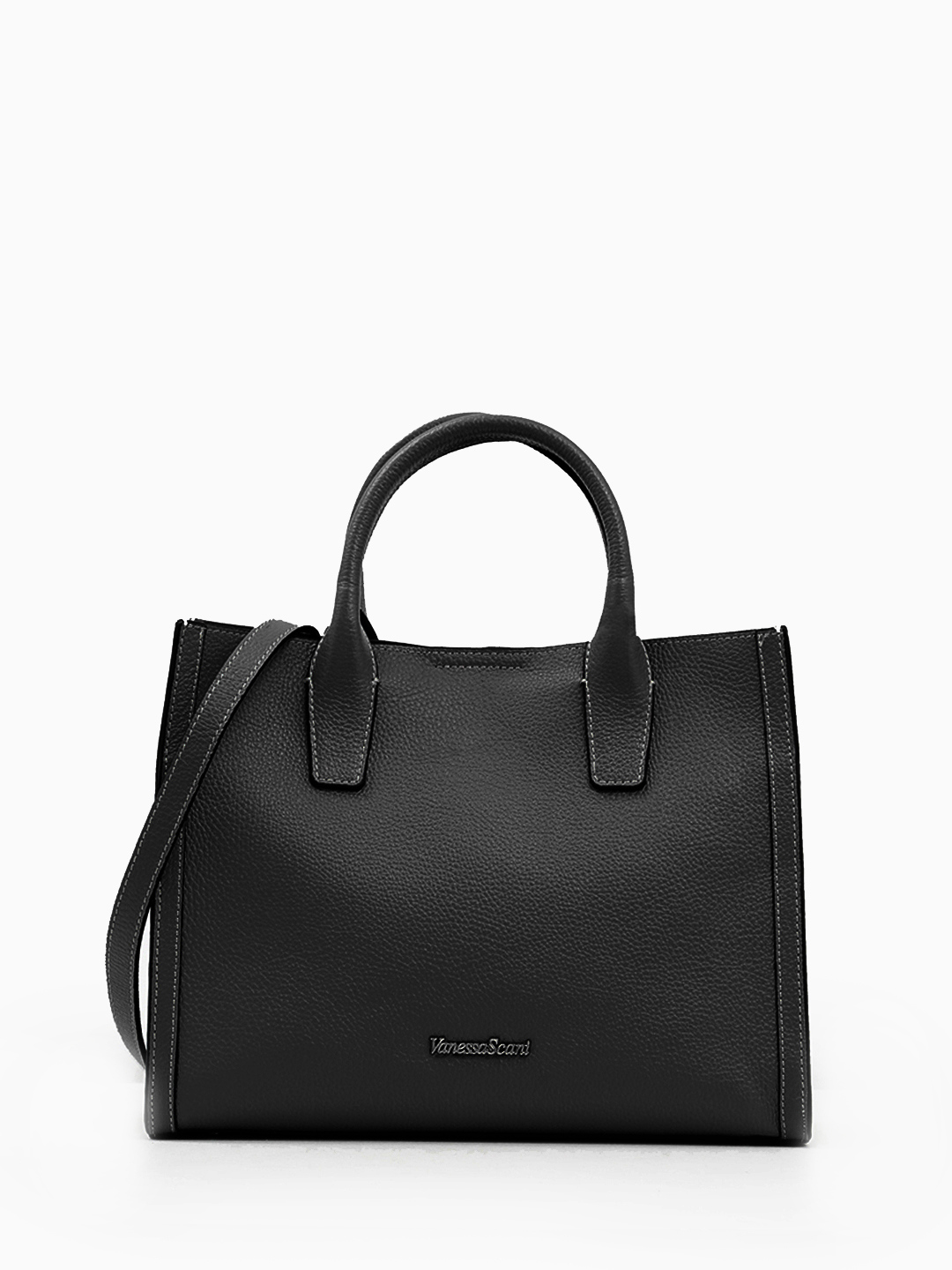 Сумка-тоут с именной гравировкой Vanessa Scani чёрного цвета