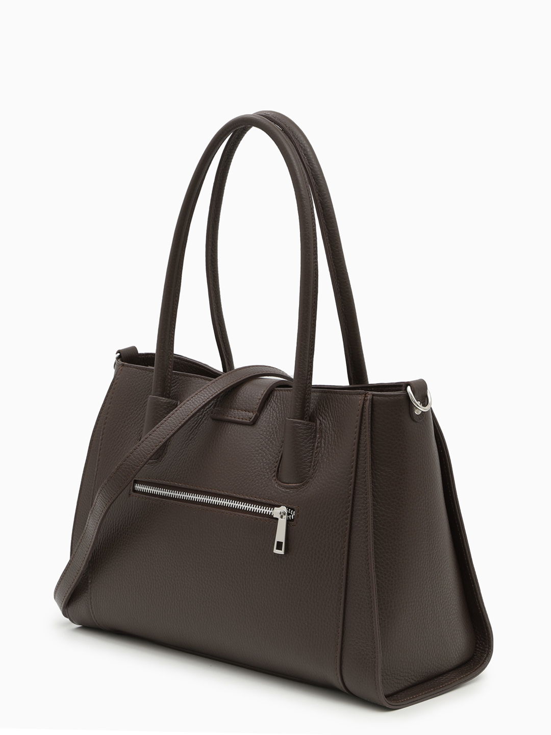 Классическая сумка из натуральной кожи под рептилию в коричневом цвете от FOLLE