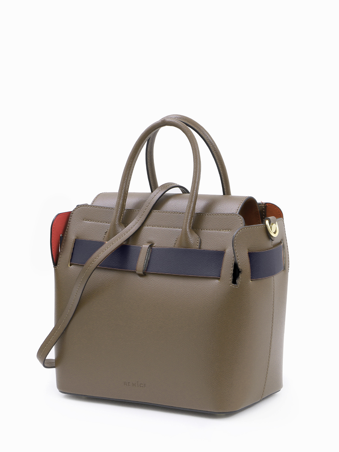 Сумка-тоут со съёмной текстильной косметичкой от BE NICE оттенка тауп