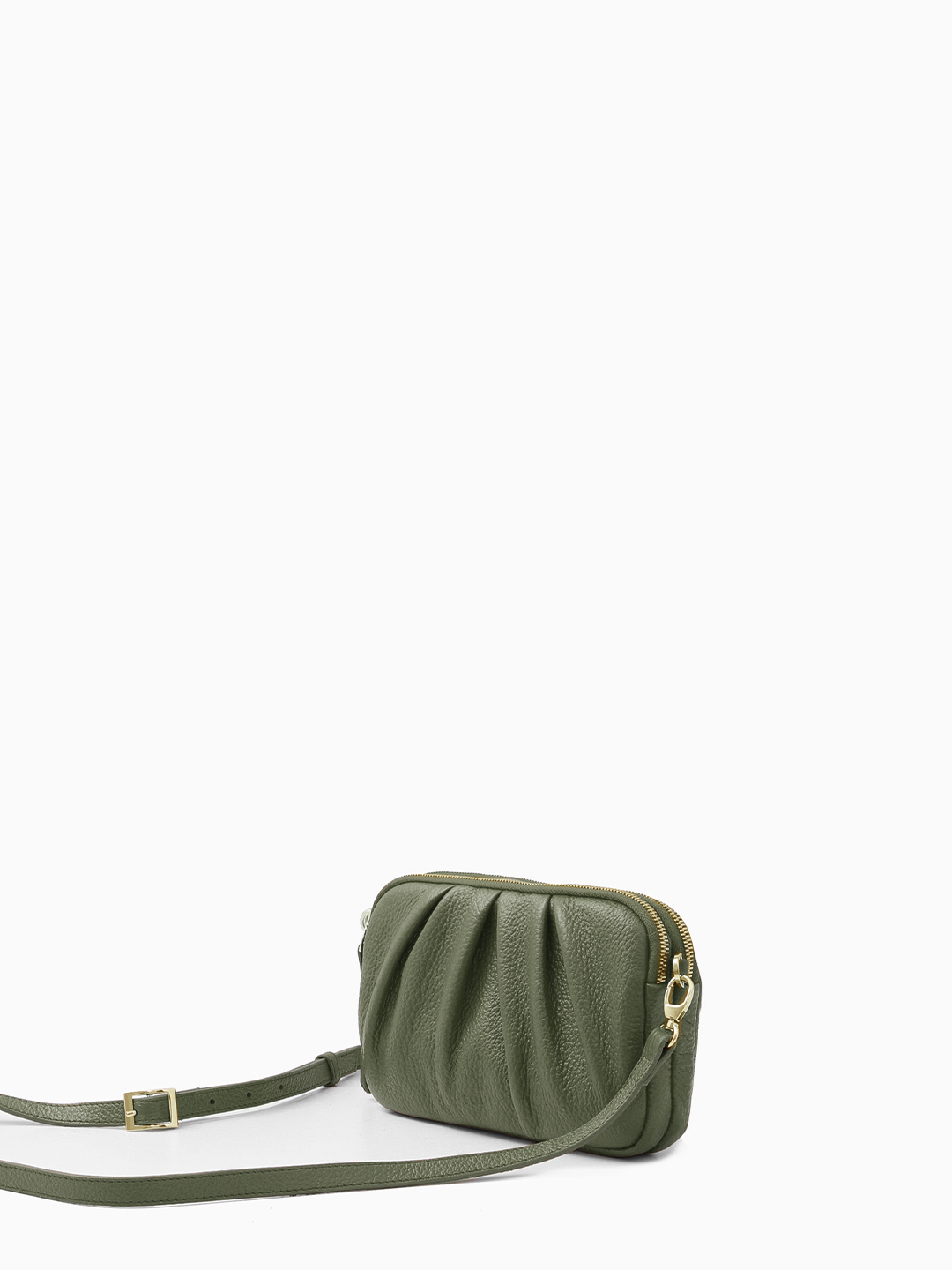 Небольшая сумка кросс-боди от FOLLE прямоугольной формы из натуральной кожи оливкового цвета