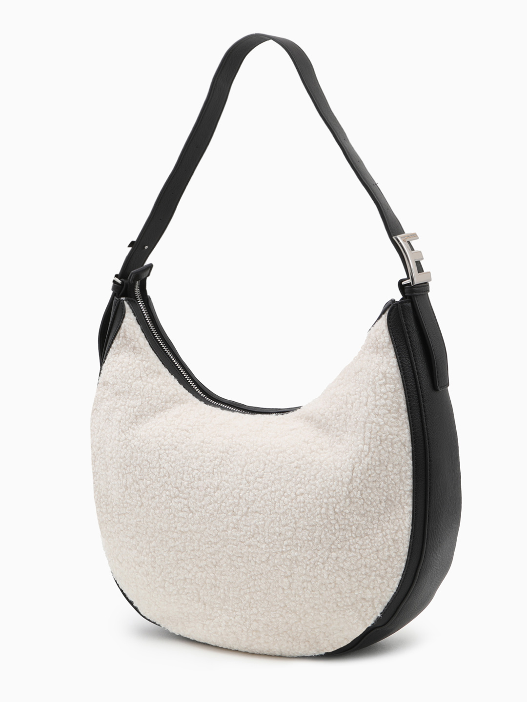 СУМКА-ХОБО В РАЗМЕРЕ "L" С НАДПИСЬЮ ИЗ МЕТАЛЛИЧЕСКИХ КЛЁПОК ОТ ERMANNO FIRENZE БЕЛОГО ЦВЕТА