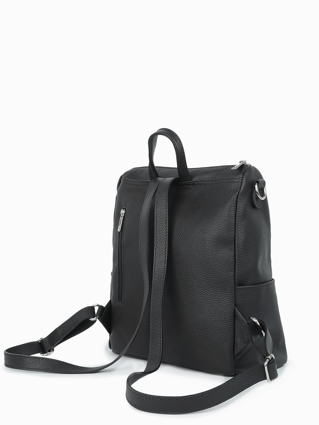 Рюкзак с двумя молниями и боковыми карманами прямоугольной формы от FOLLE в чёрном цвет