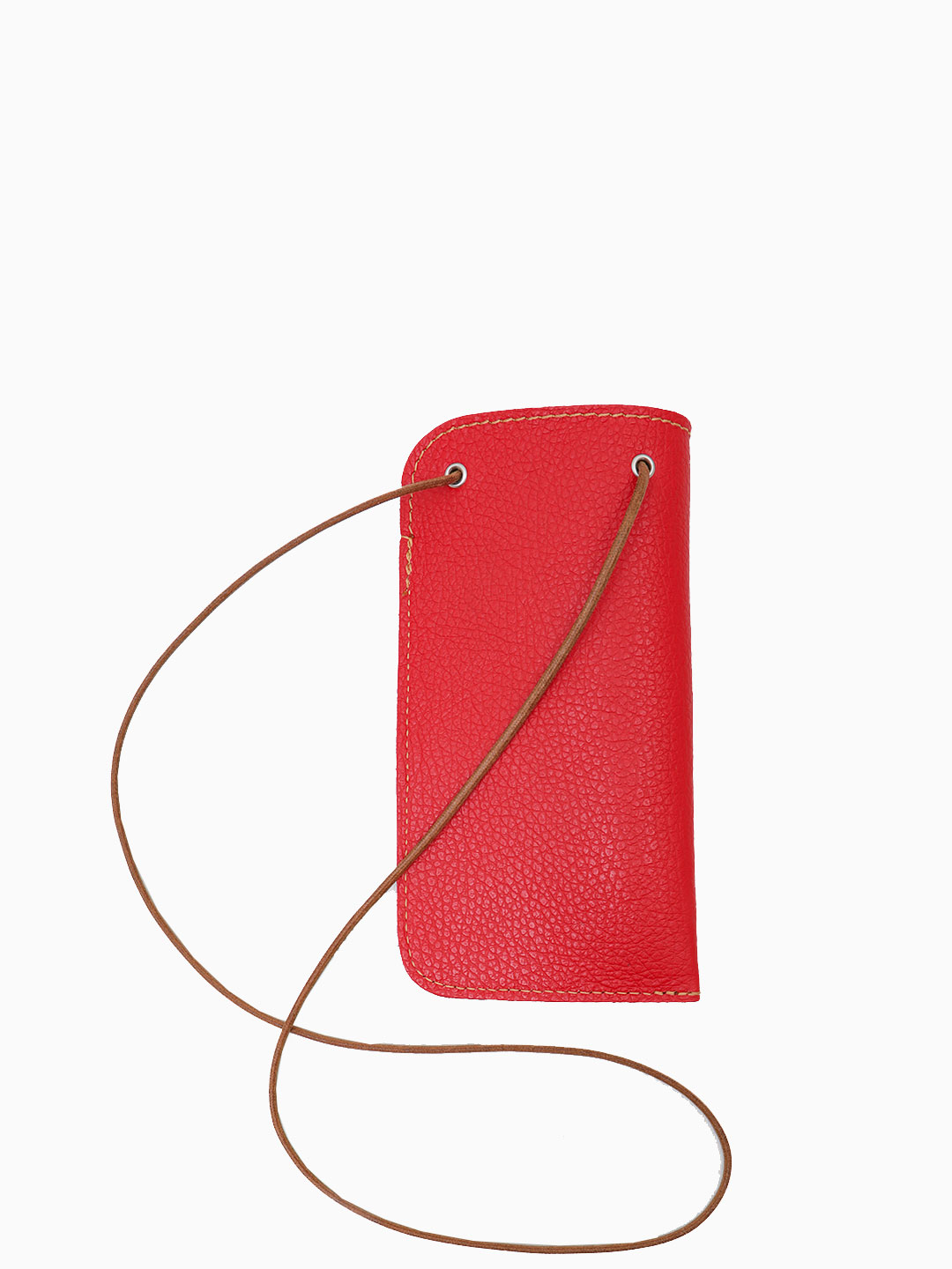 Очечник-чехол на шею от FOLLE из натуральной кожи красного цвета