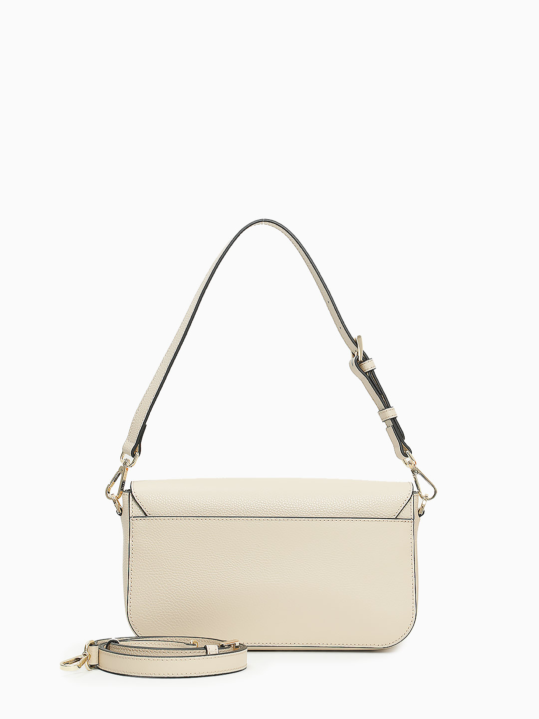 Небольшая сумка с треугольным клапаном и поворотным замком от Cromia из натуральной бежевой кожи