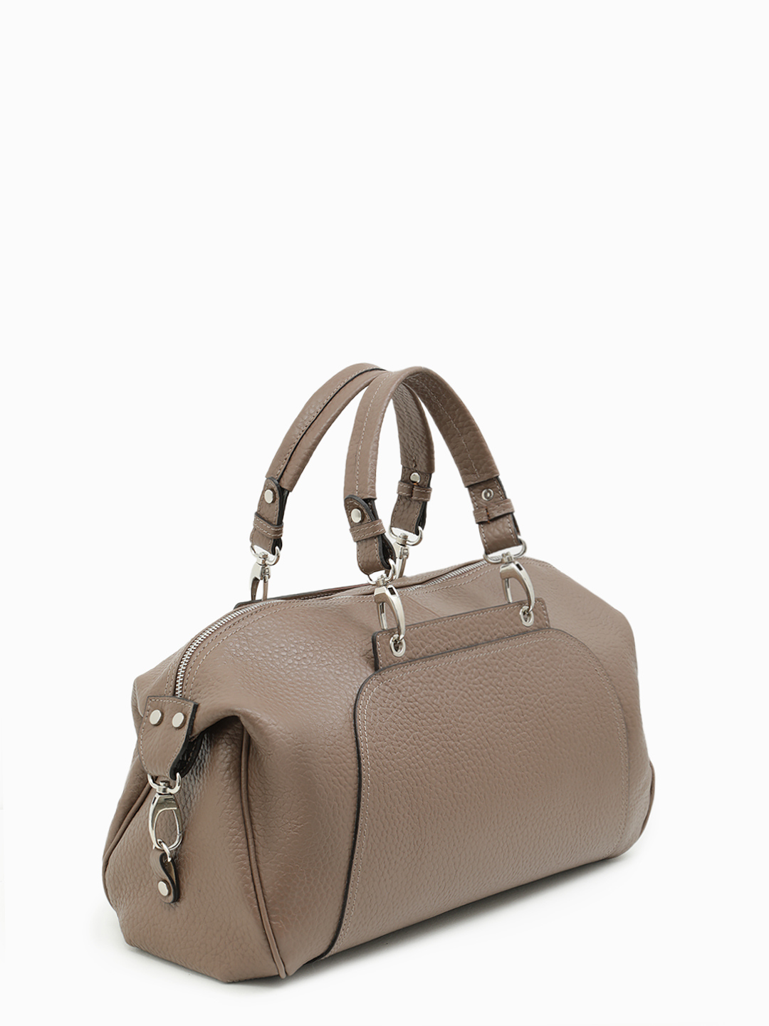 Дорожная сумка от FOLLE в крупнозернистой коже в цвете тауп