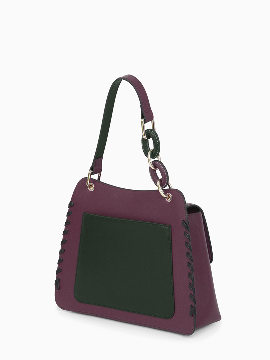 Сэтчел от бренда CROMIA в гладкой коже с оригинальной ручкой и переплетением бордового цвета