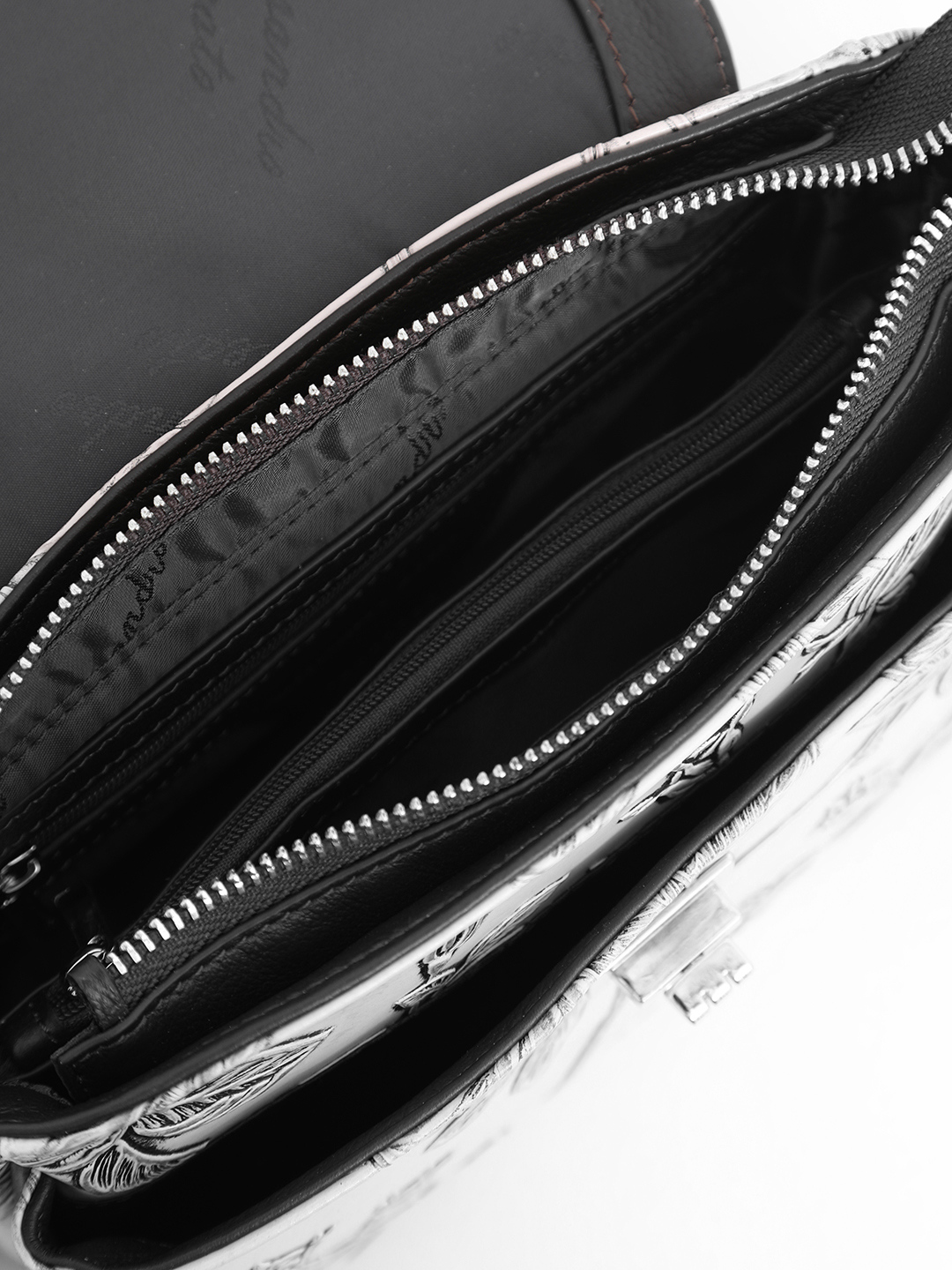 Кросс-боди на плечо с цветочным тиснением от Alessandro Beato серого цвета