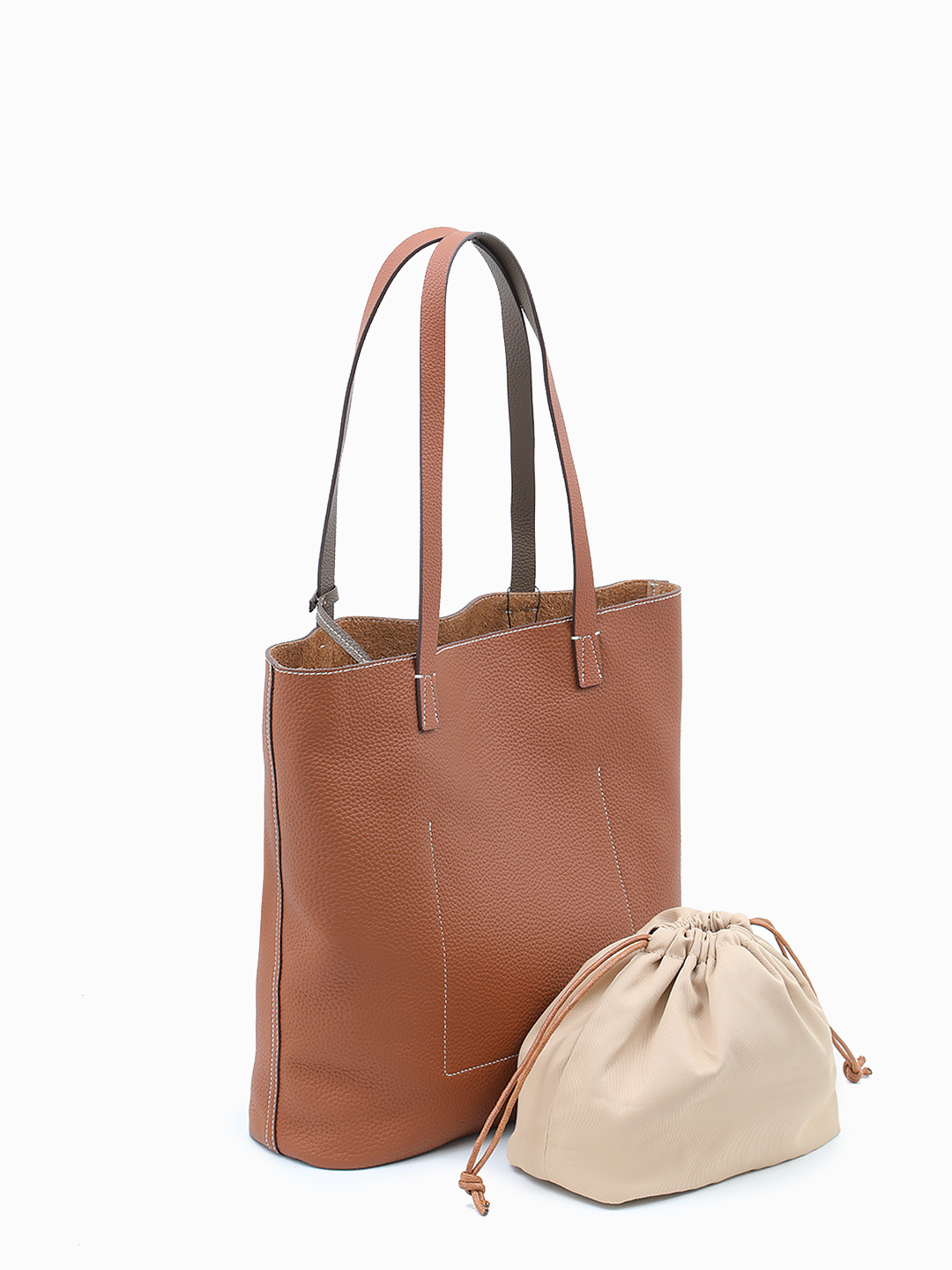 Сумка-шоппер с текстильным мешком для мелочей от IVORY в медовом оттенке
