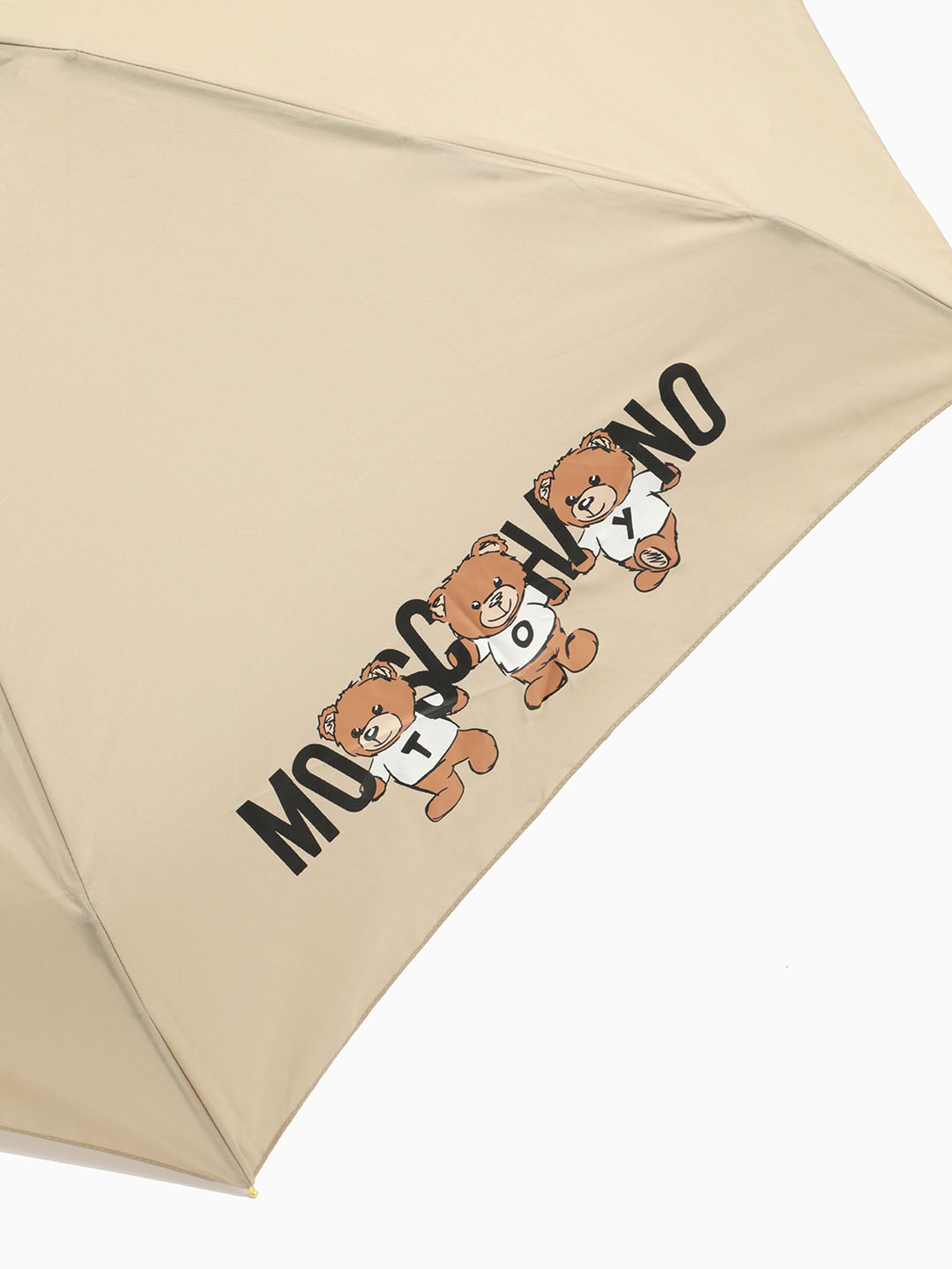 Зонт супермини от Moschino с тремя медведями в чехле в бежевом цвете