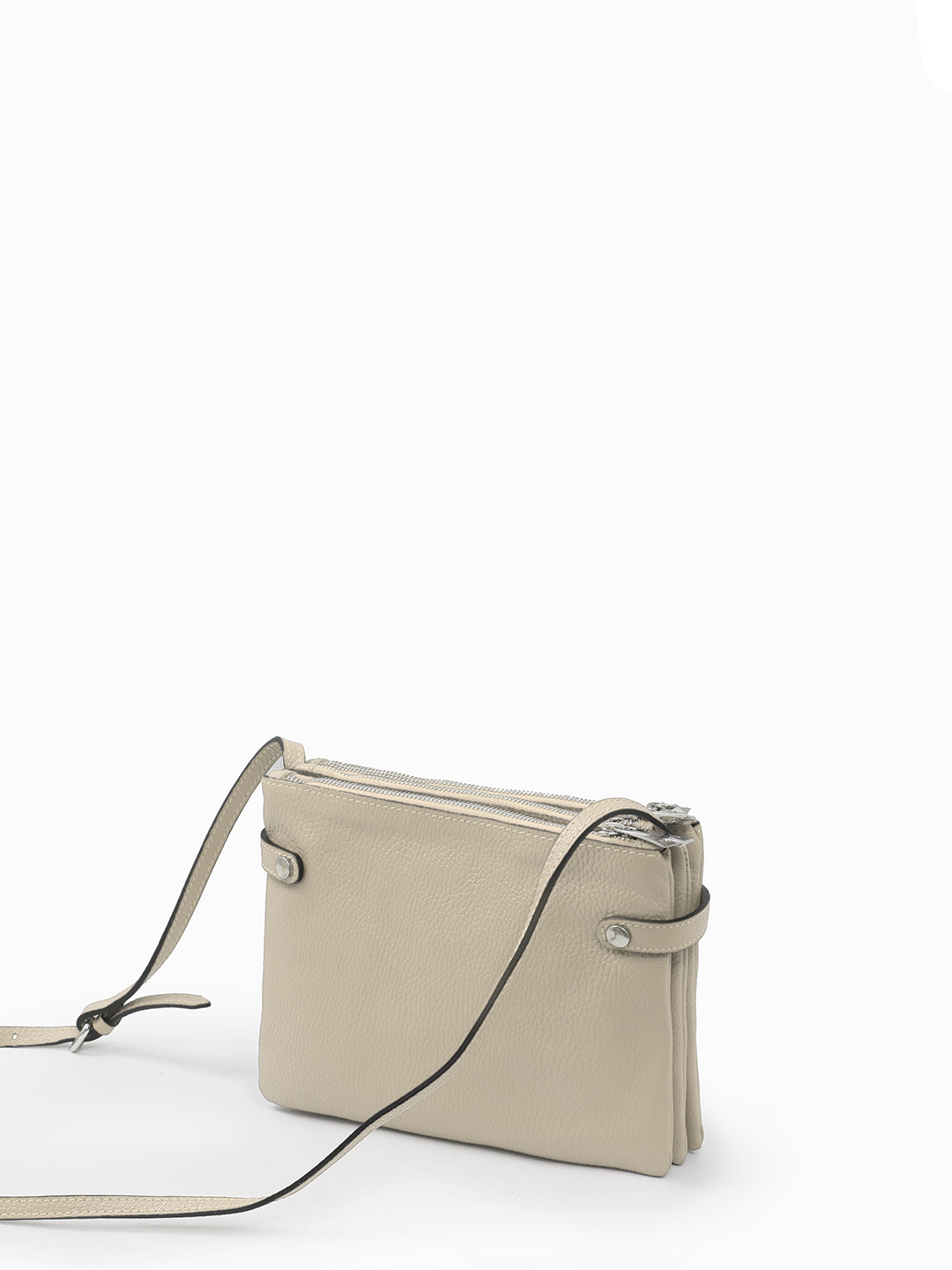 Кросс-боди с тремя отделениями и трендовым замком от Renato Angi в бежевом оттенке