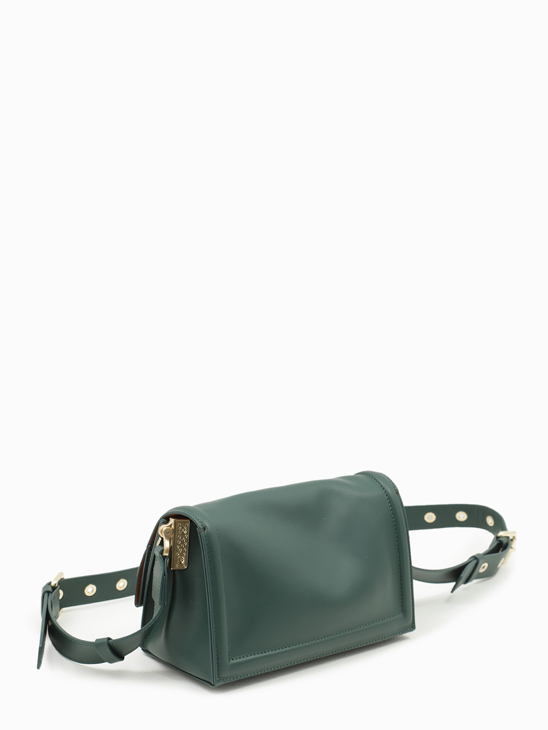 Прямоугольная кросс-боди от Gironacci с регулирующимся ремнём на круглых клёпках в зелёном цвете