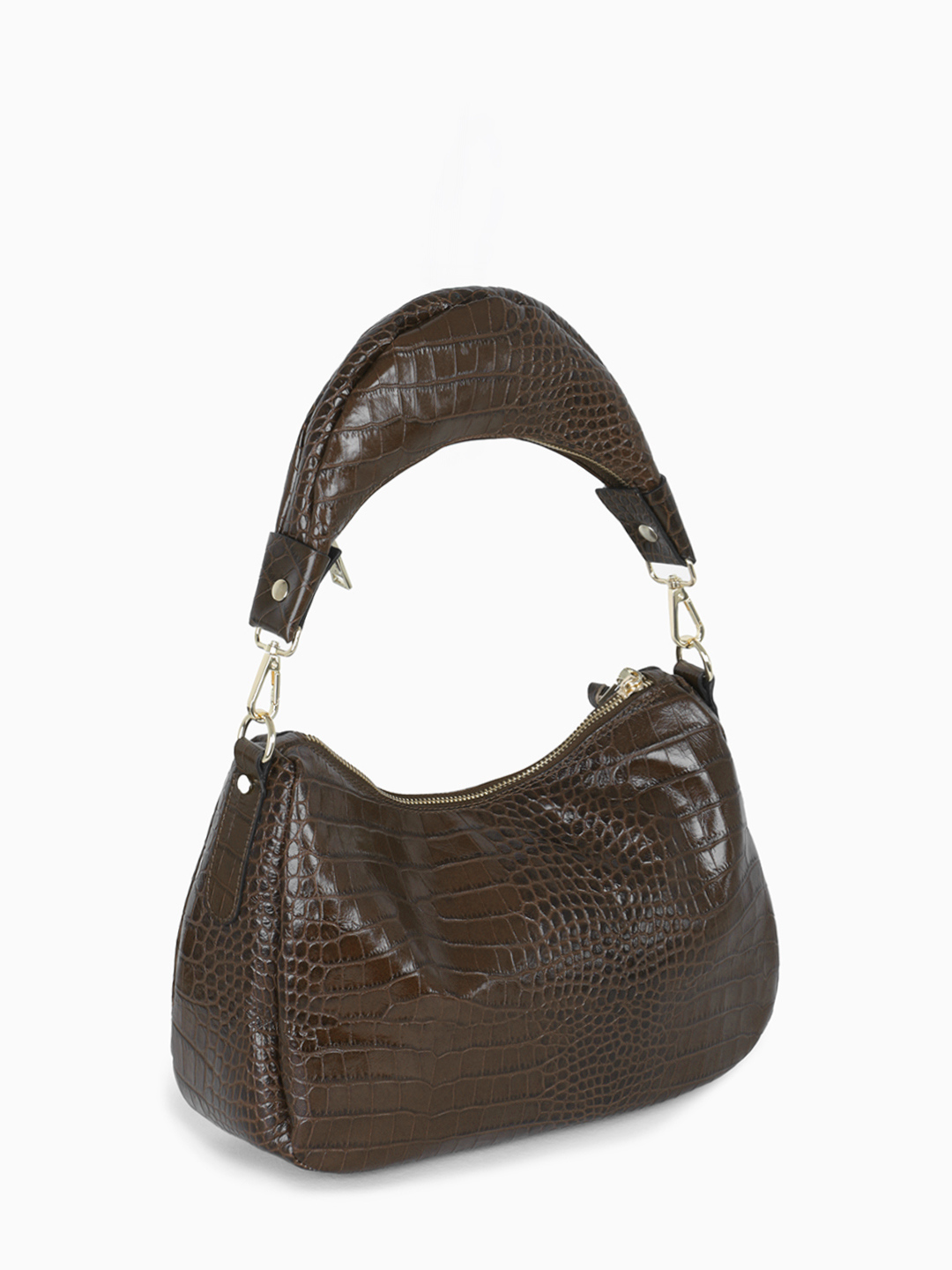 Мешок с сумкой-ручкой от RIPANI в коричневой коже со штампом под крокодила