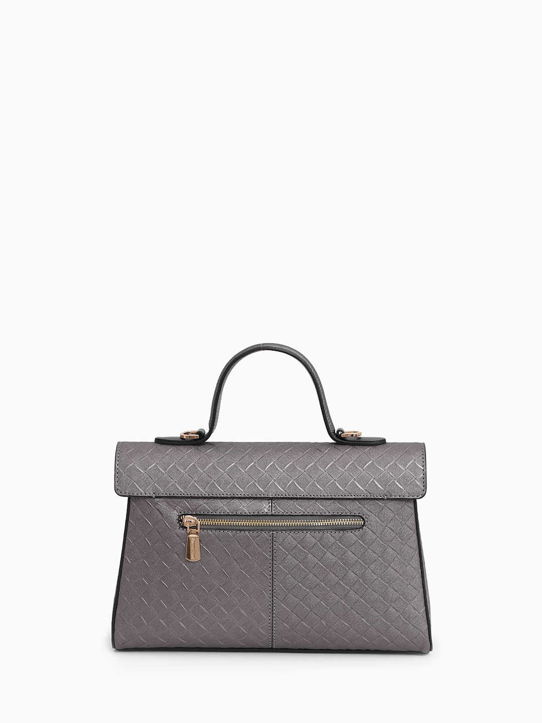 Сумка-портфель с узорным тиснением и металлическим логотипом Vanessa Scani в свинцовом оттенке