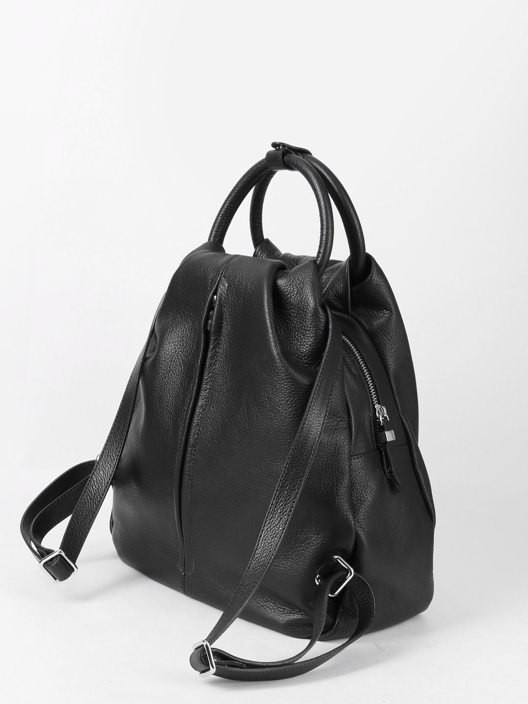 Сумка-рюкзак с круглой ручкой из натуральной кожи чёрного цвета от KELLEN