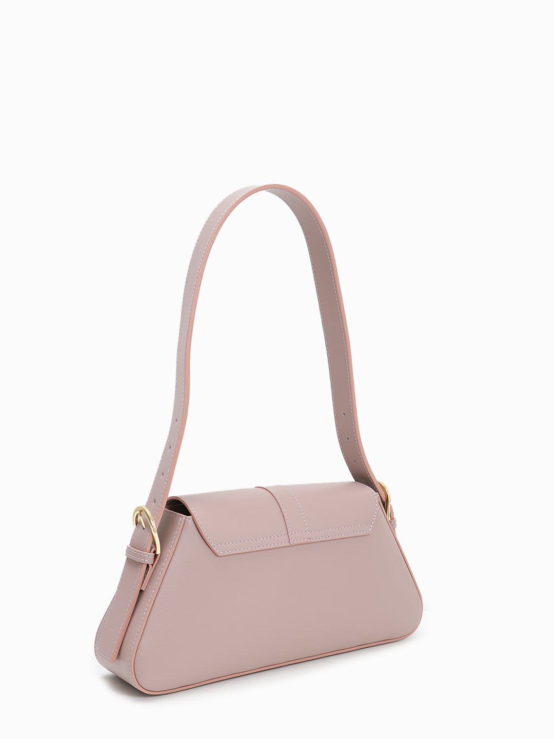 Сумка-багет жесткой формы с поворотным замком от Be Nice из кожи цвета античной розы