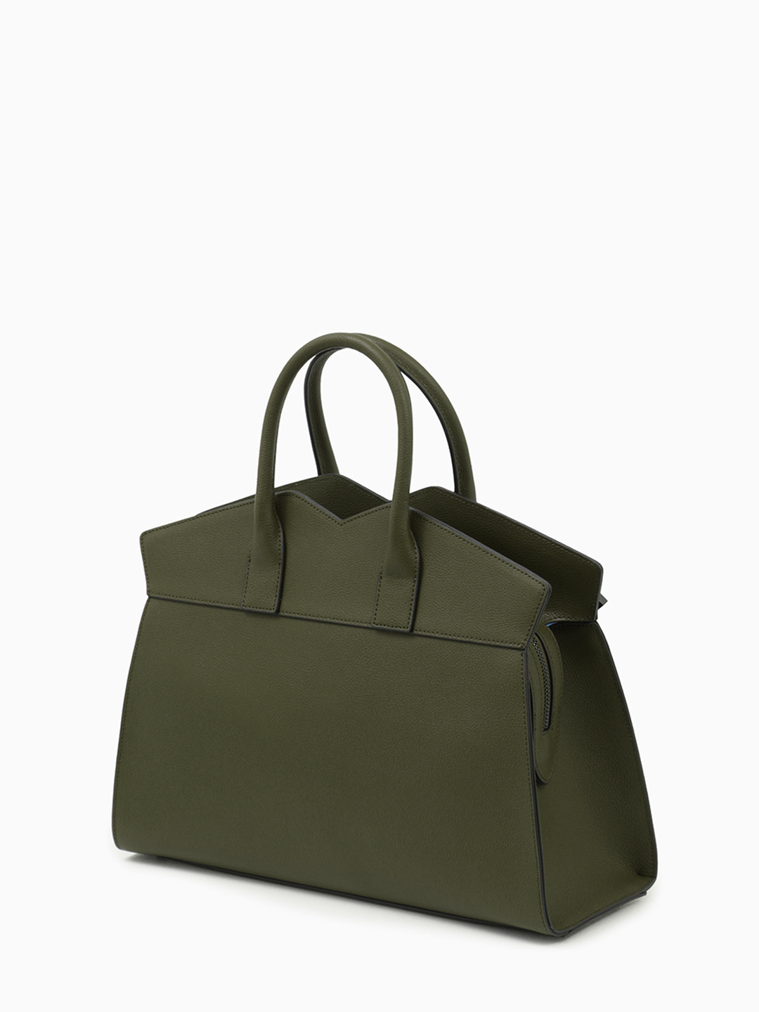 Тоут ALEXANDRA из натуральной кожи с пряжками от CROMIA в оливковом цвете